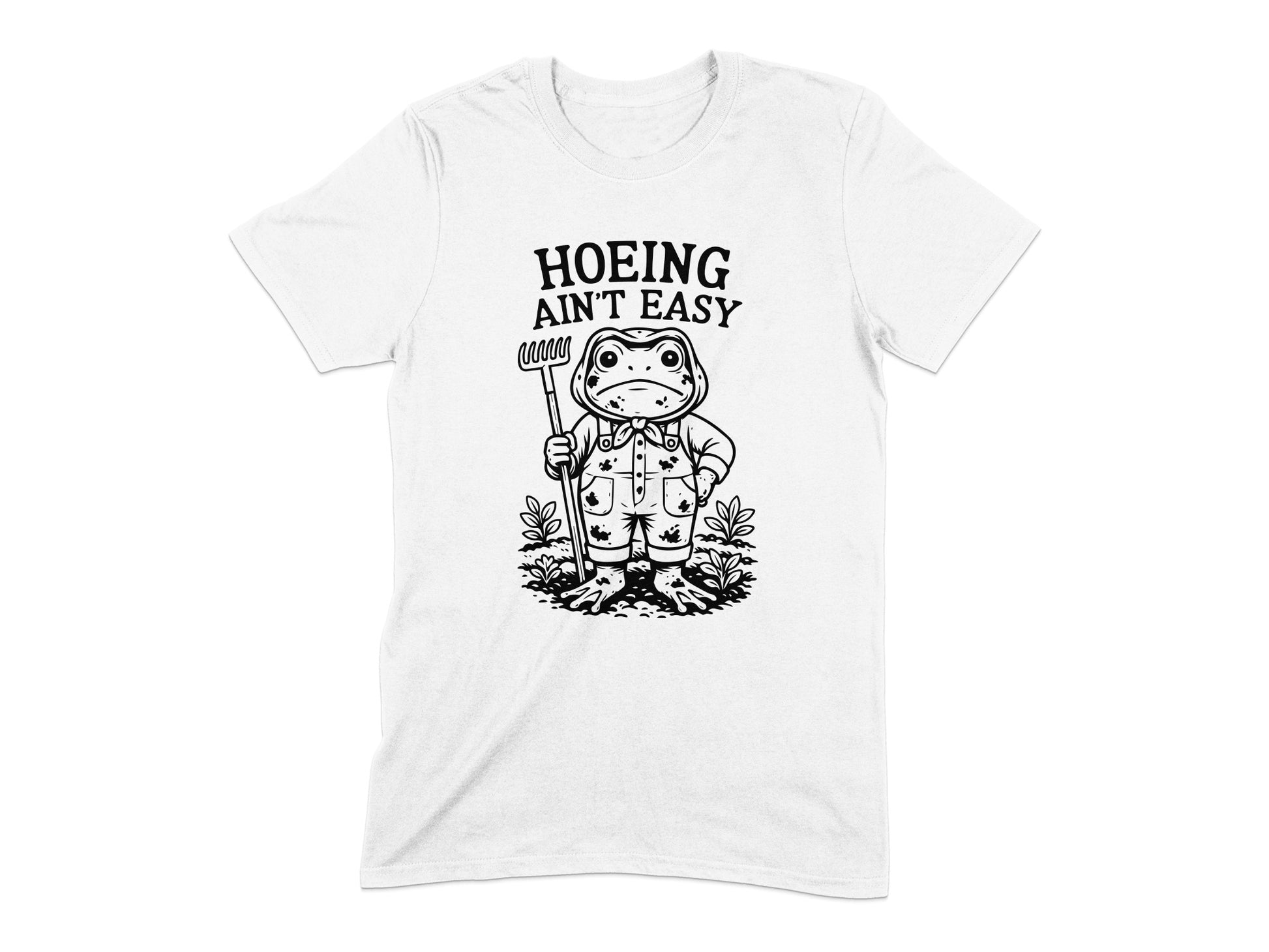 Hoeing Ain't Easy Frog in Overalls Graphic T-Shirt product