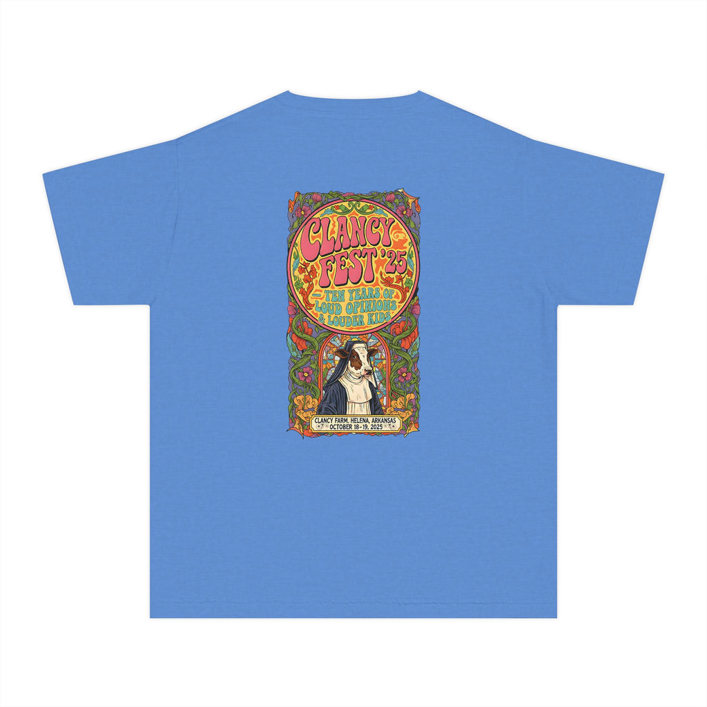 Custom ClancyFest 25 Youth Mid-Weight 100% Cotton Comfort Colors Tee, Kids XS-XL