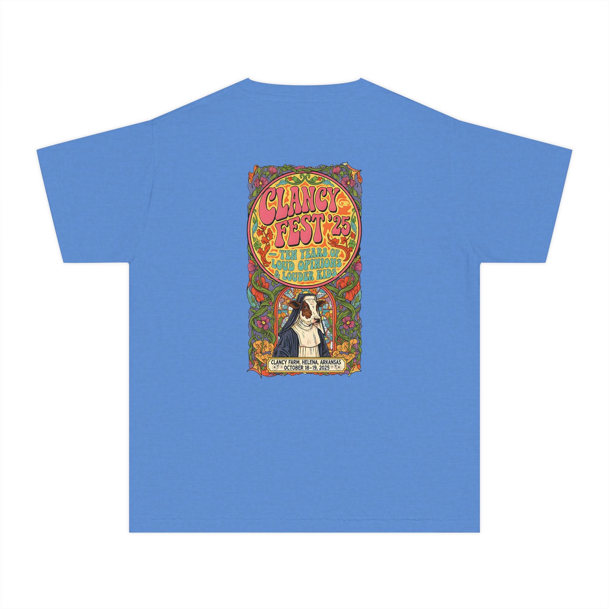Custom ClancyFest 25 Youth Mid-Weight 100% Cotton Comfort Colors Tee, Kids XS-XL