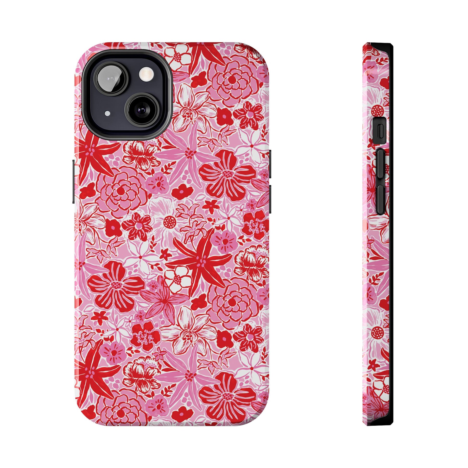 Preppy Floral Phone Case Pink Red