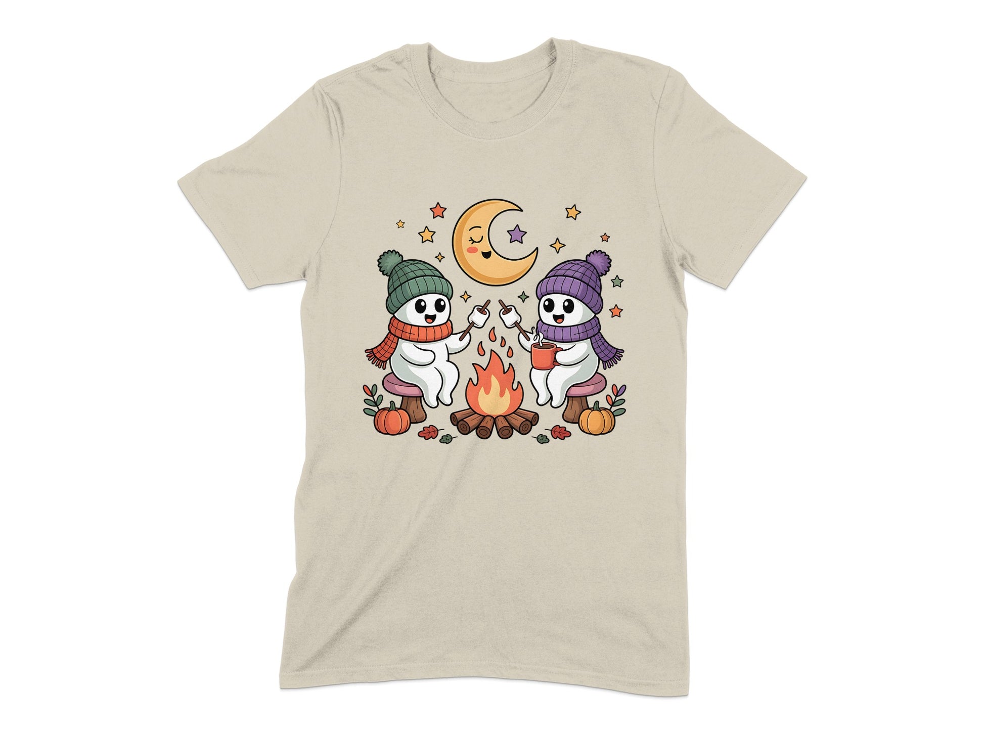 Cute Ghosts Camping by the Fire Graphic Tee product