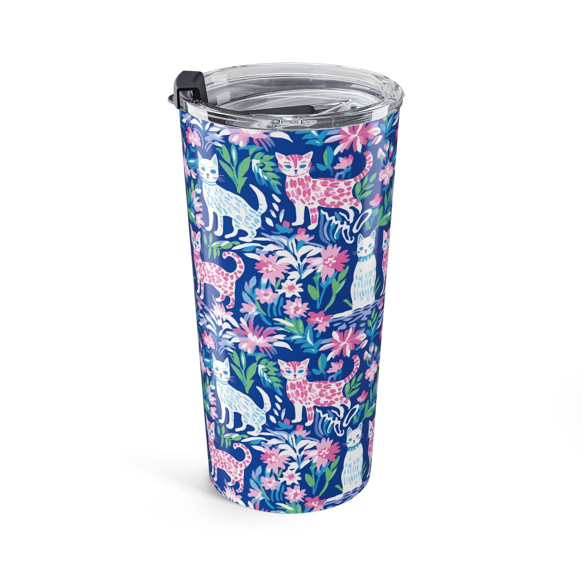 Palm Beach, But Make It Cat, Cat Lover's Floral Tumbler 20oz Insulated Dishwasher Safe Travel Mug