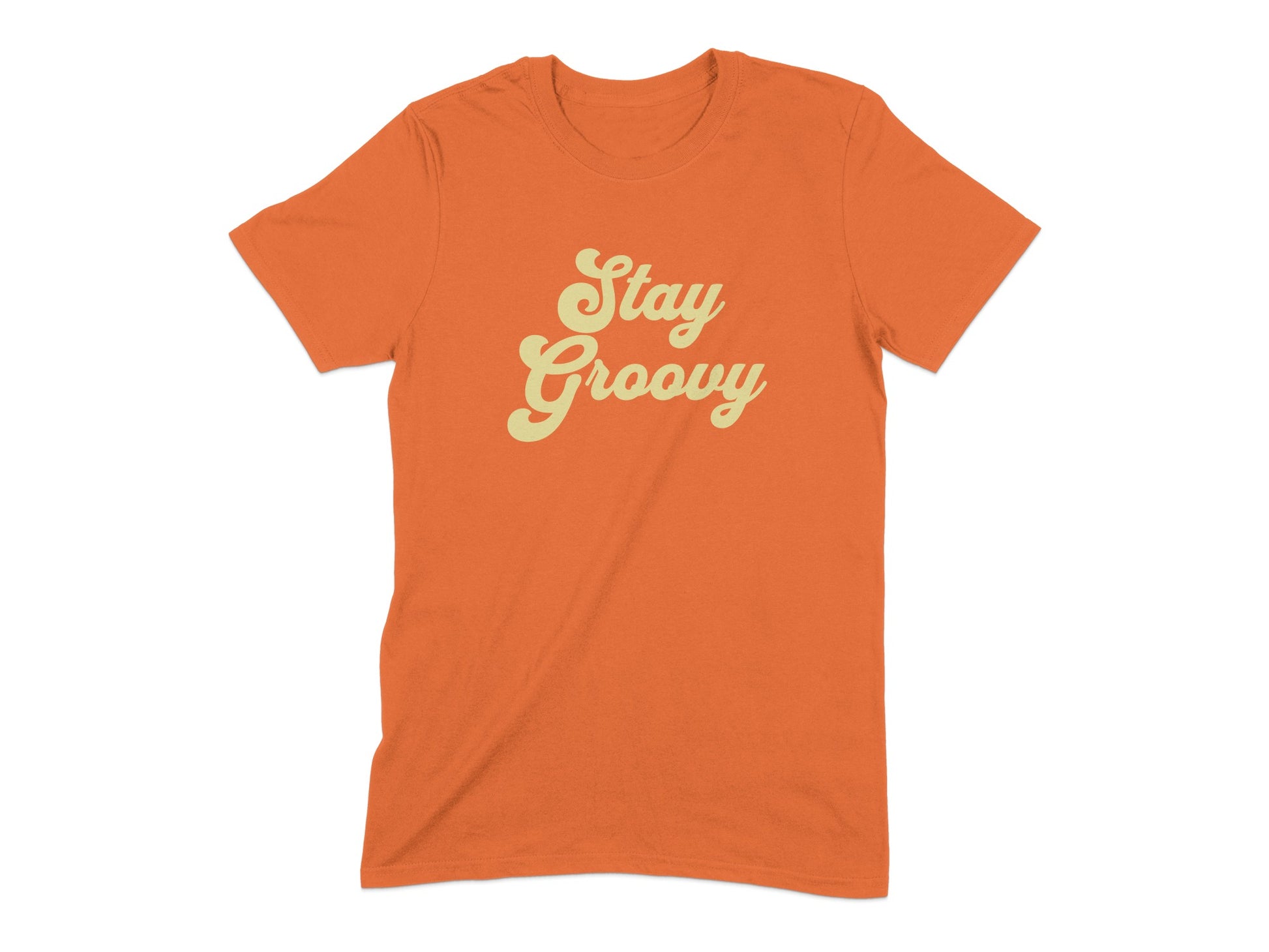 Stay Groovy Text Print on Orange T-Shirt product type