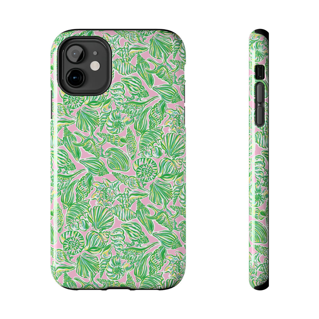Preppy Sea Shells Pink Green Beachy Phone Case