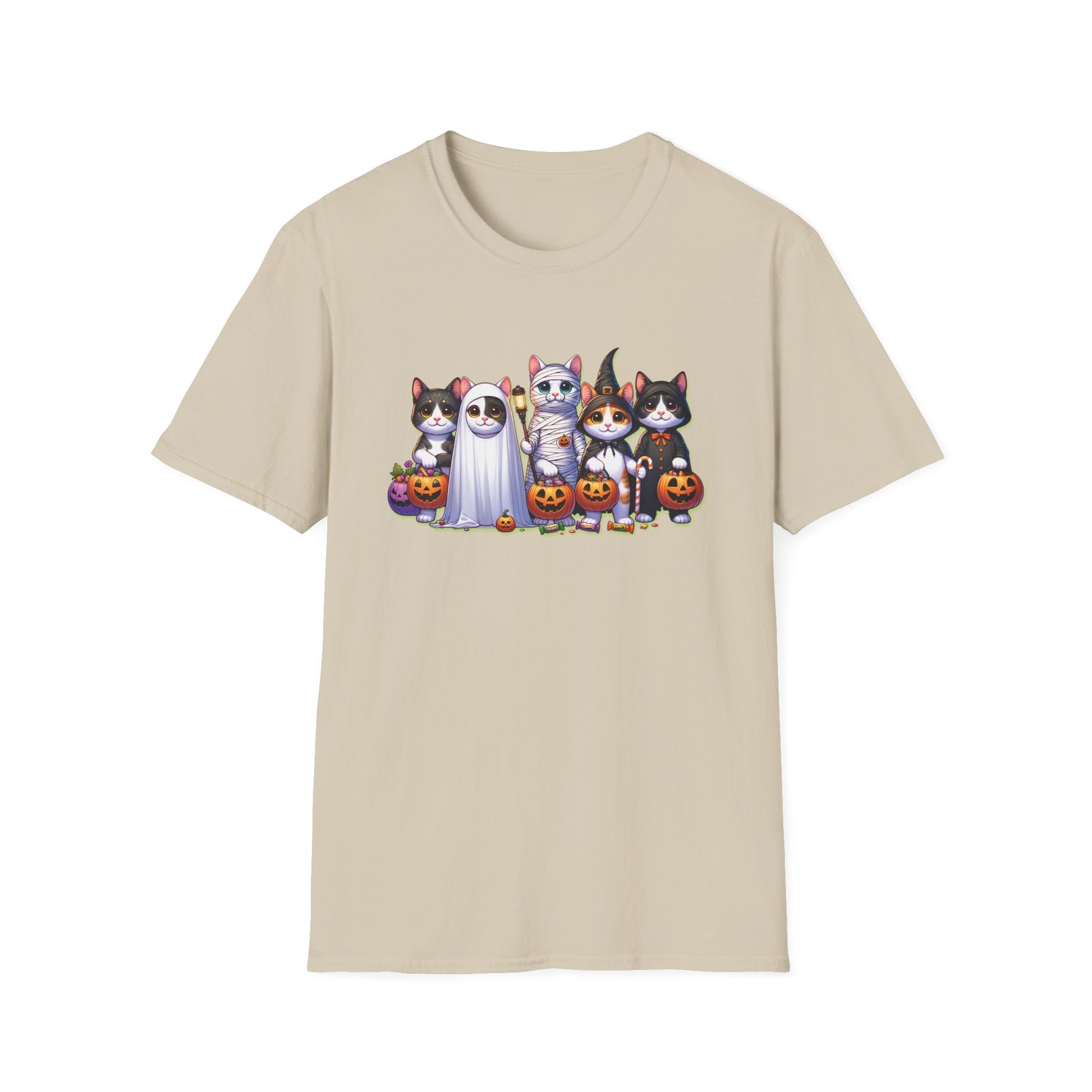 Halloween Cats Trick or Treating Tee, Funny Unisex T-Shirt XS-5XL