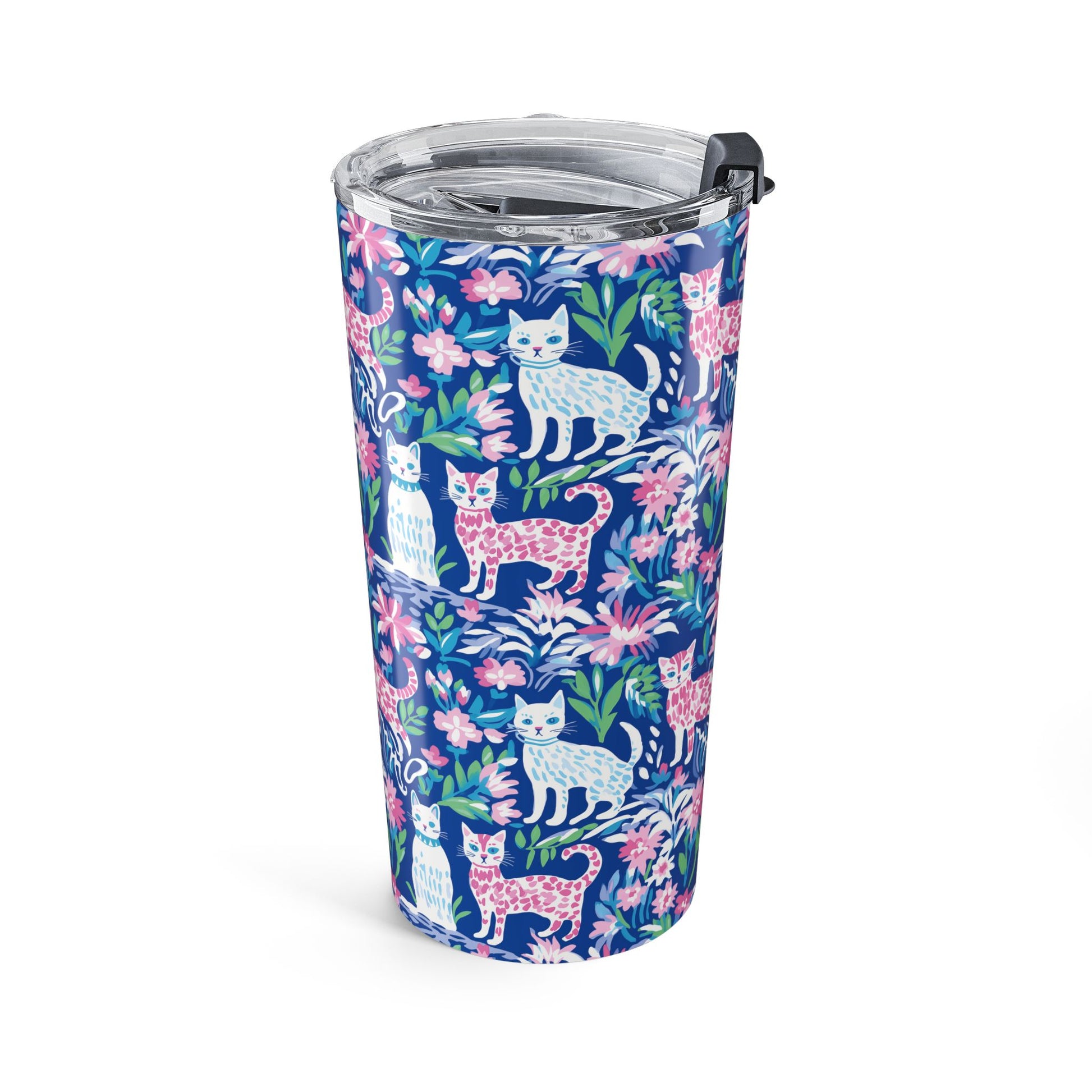 Palm Beach, But Make It Cat, Cat Lover's Floral Tumbler 20oz Insulated Dishwasher Safe Travel Mug