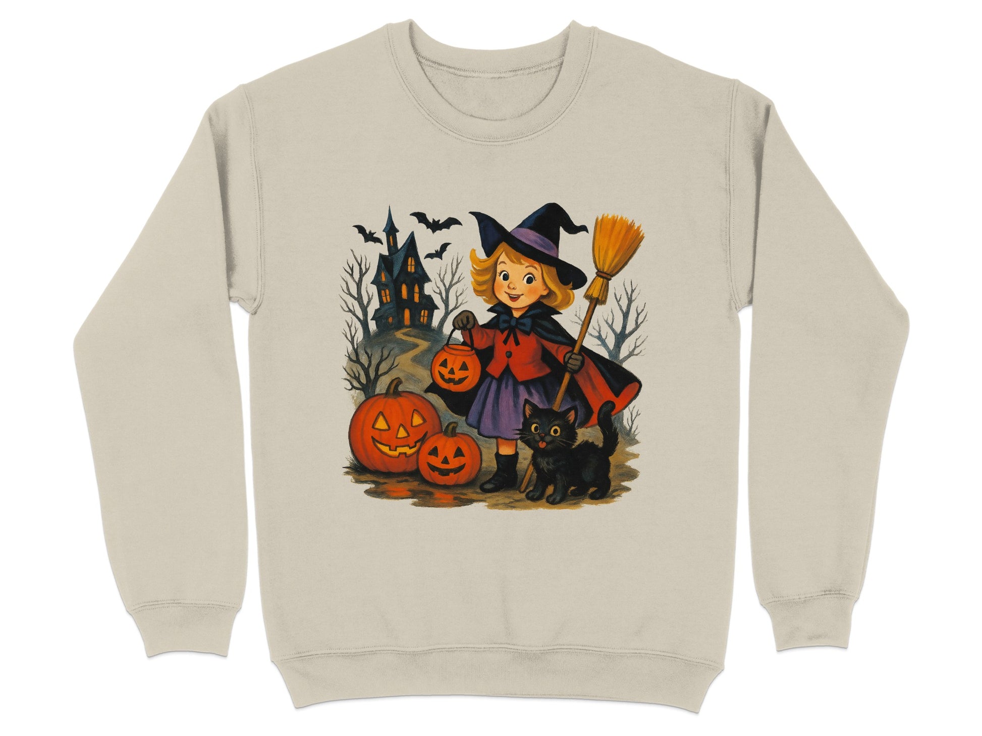 Halloween Witch Scene with Cats and Pumpkins product type