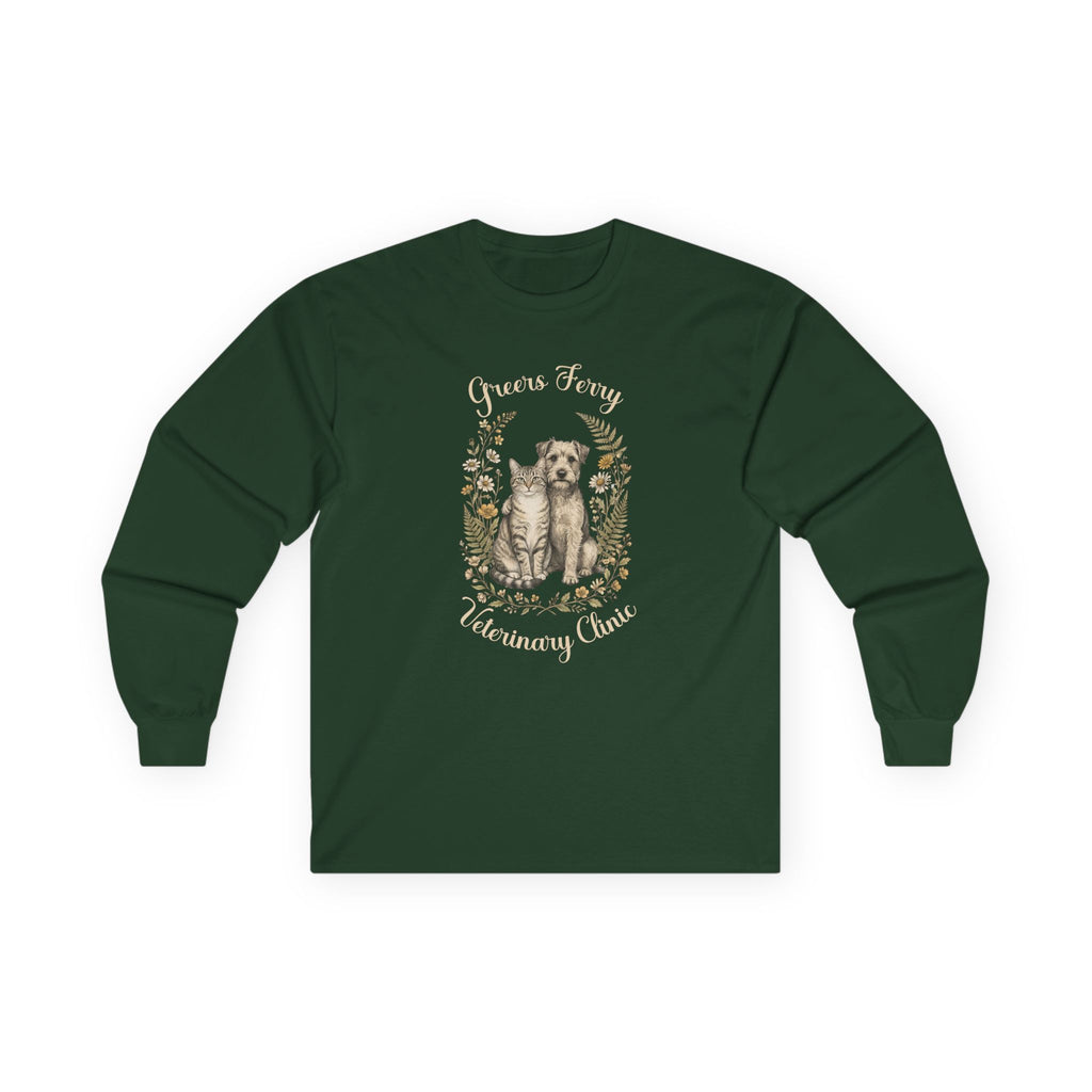 "Greers Ferry Veterinary Clinic" Cat & Dog Floral Long Sleeve T-Shirt 1