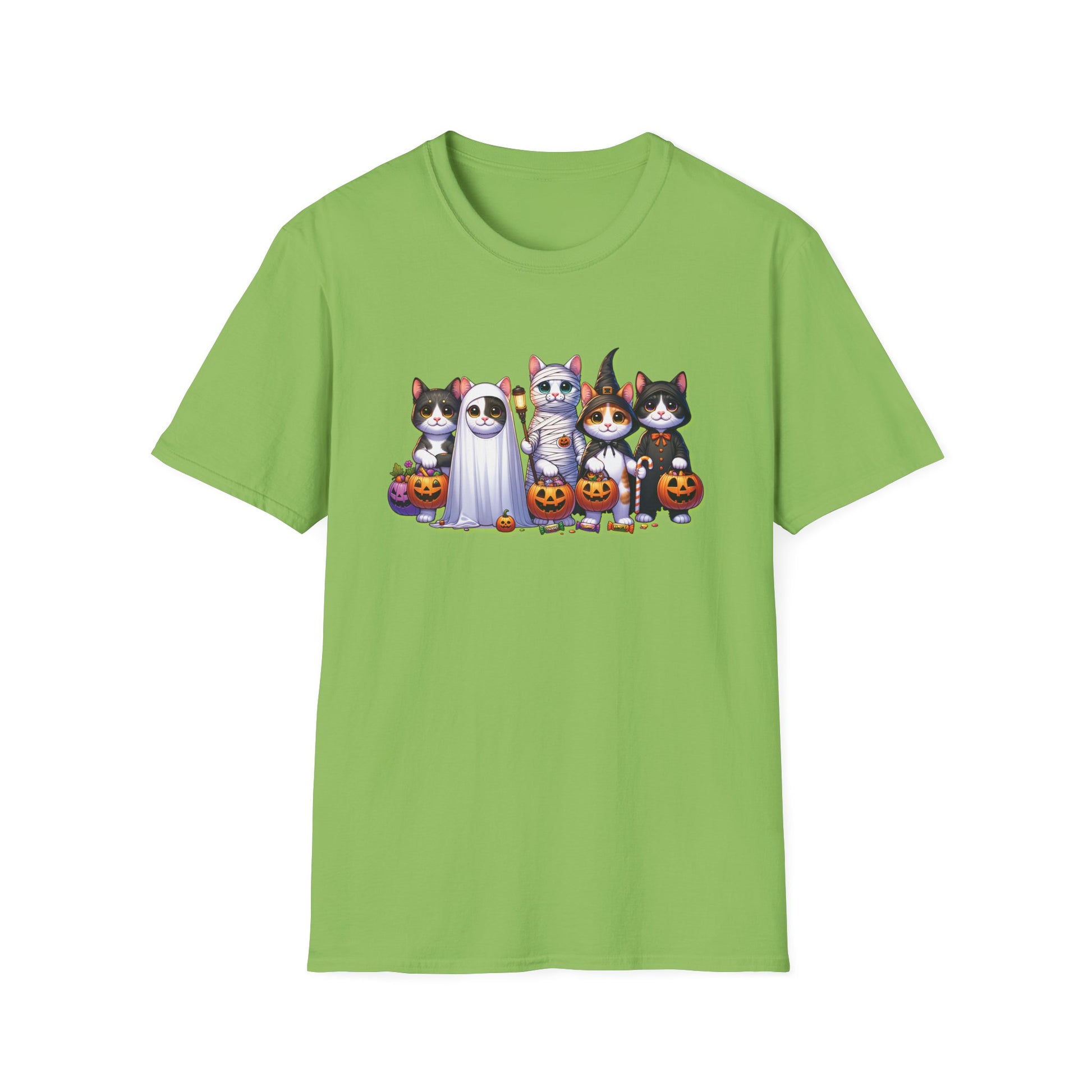 Halloween Cats Trick or Treating Tee, Funny Unisex T-Shirt XS-5XL