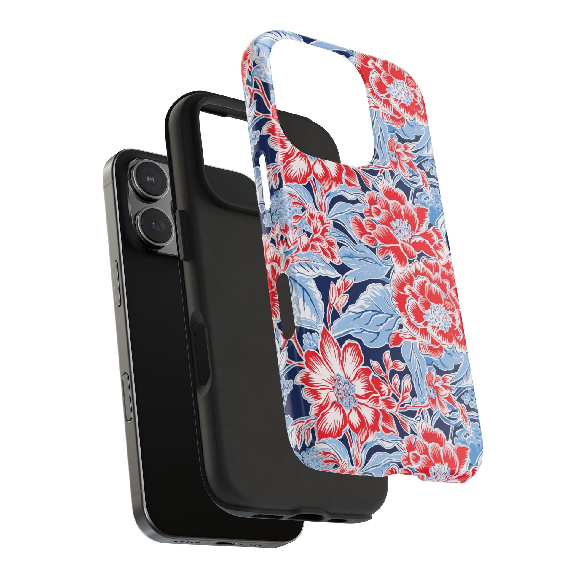 Preppy Red and Blue Floral Phone Case