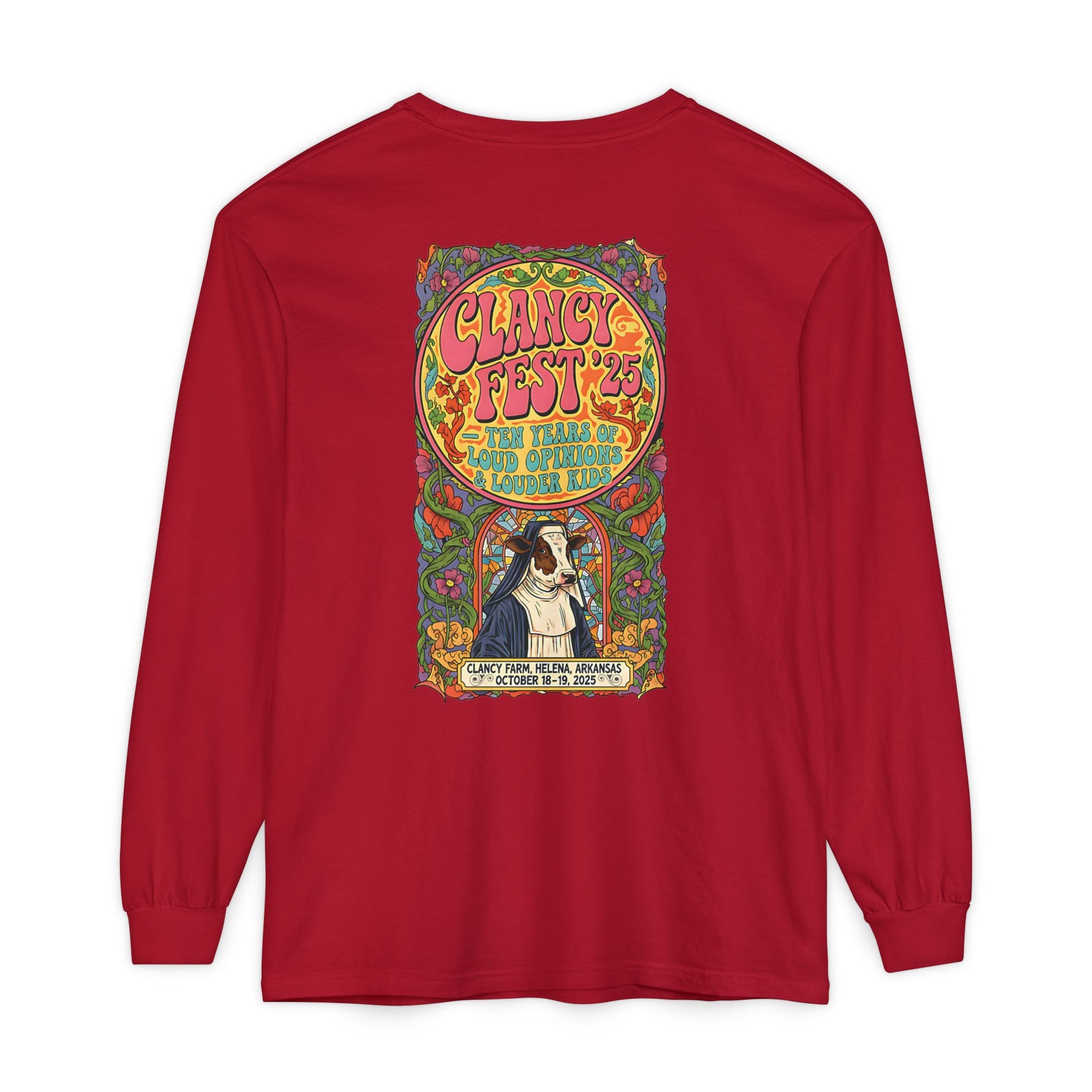 Adult Clancy Fest Long Sleeve Comfort Colors T-Shirt, Unisex Oversized