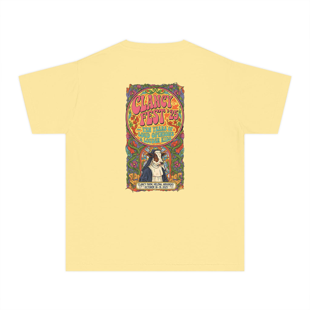 Custom ClancyFest 25 Youth Mid-Weight 100% Cotton Comfort Colors Tee, Kids XS-XL