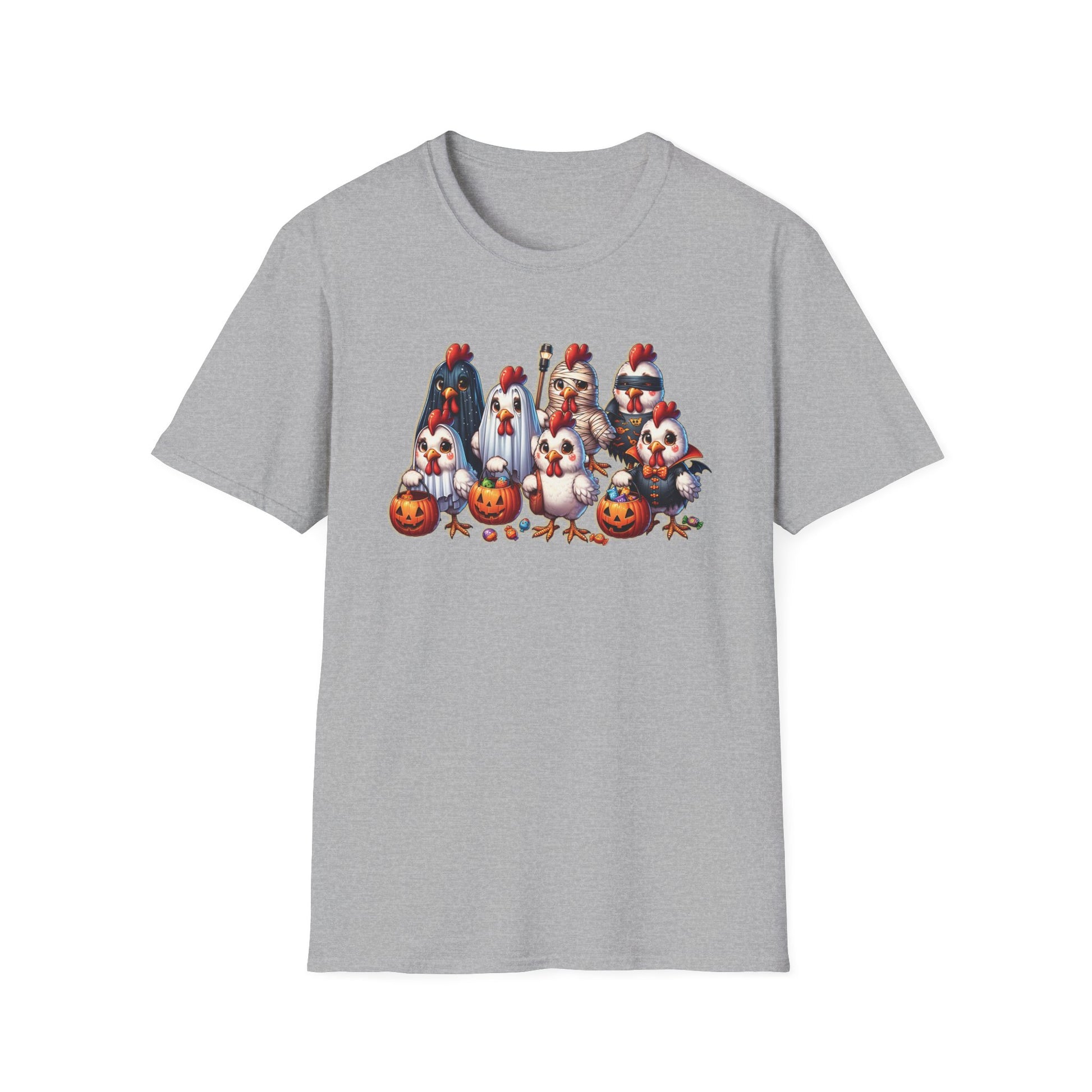 Halloween Chickens Trick or Treating Funny Spooky Season Tee, Unisex T-Shirt XS-5XL