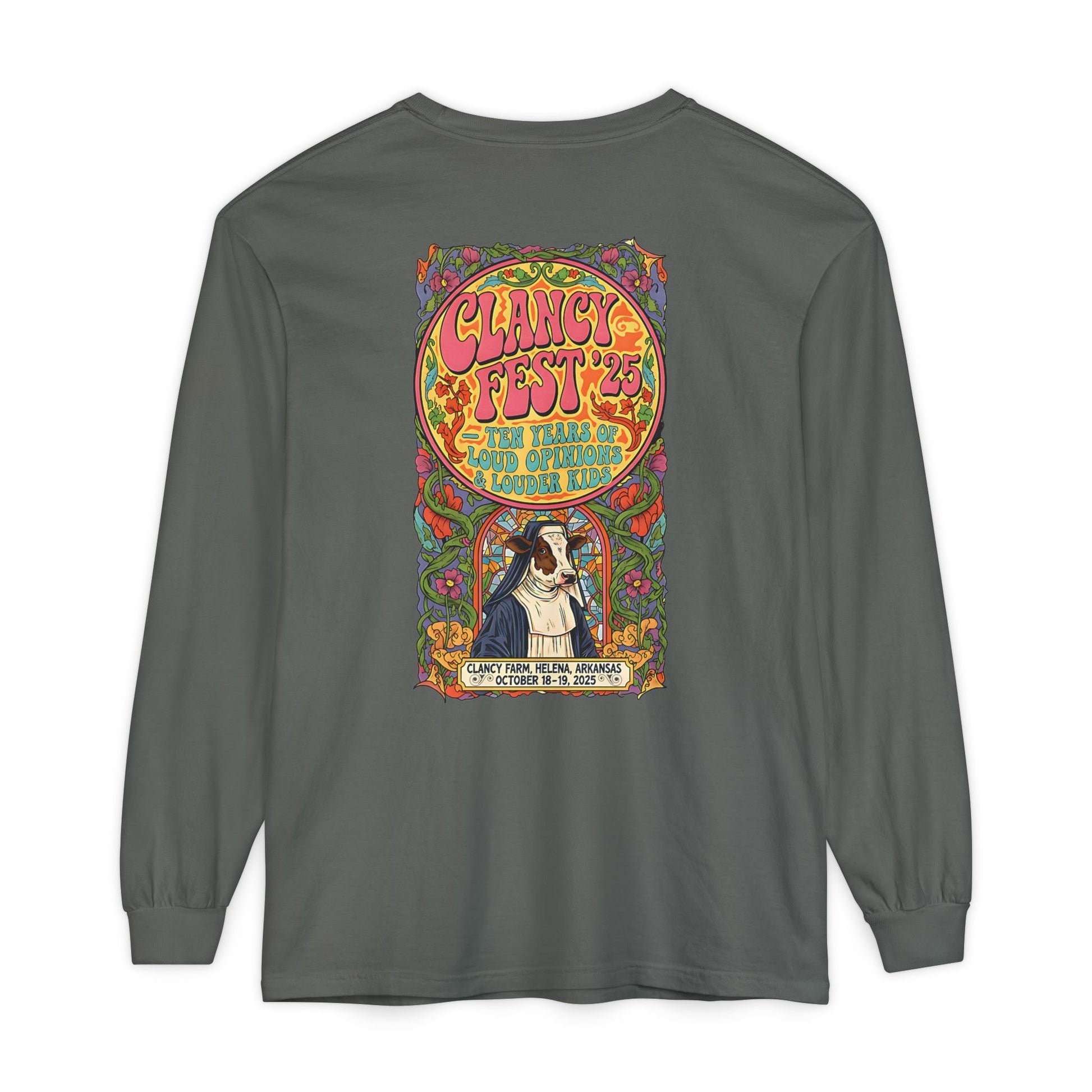 Adult Clancy Fest Long Sleeve Comfort Colors T-Shirt, Unisex Oversized