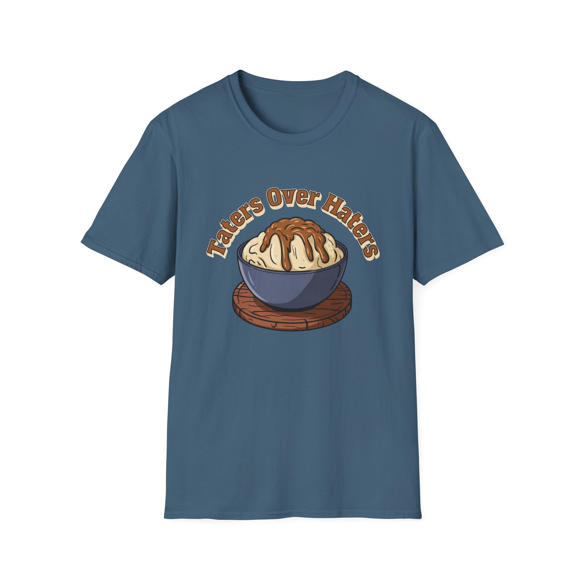 Taters Over Haters Funny Thanksgiving and Christmas Dinner T-Shirt - Fun Unisex Softstyle Tee X-Small Through 5X