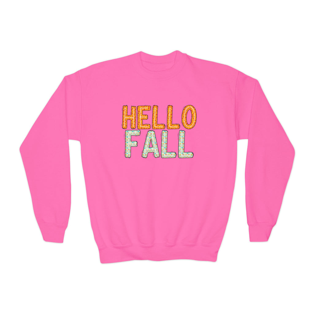 Youth Hello Fall Cute Autumn T-Shirt - Holiday or Seasonal Design XS-5X