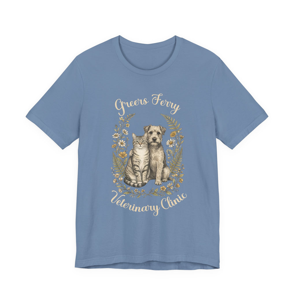 "Greers Ferry Veterinary Clinic" Cat & Dog Floral T-Shirt 1