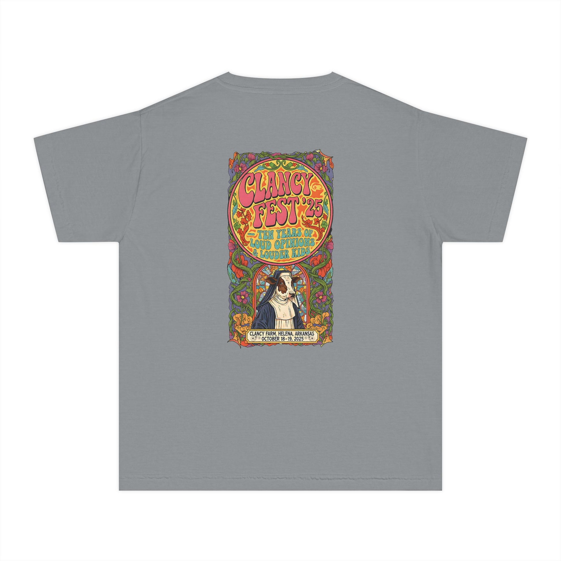Custom ClancyFest 25 Youth Mid-Weight 100% Cotton Comfort Colors Tee, Kids XS-XL
