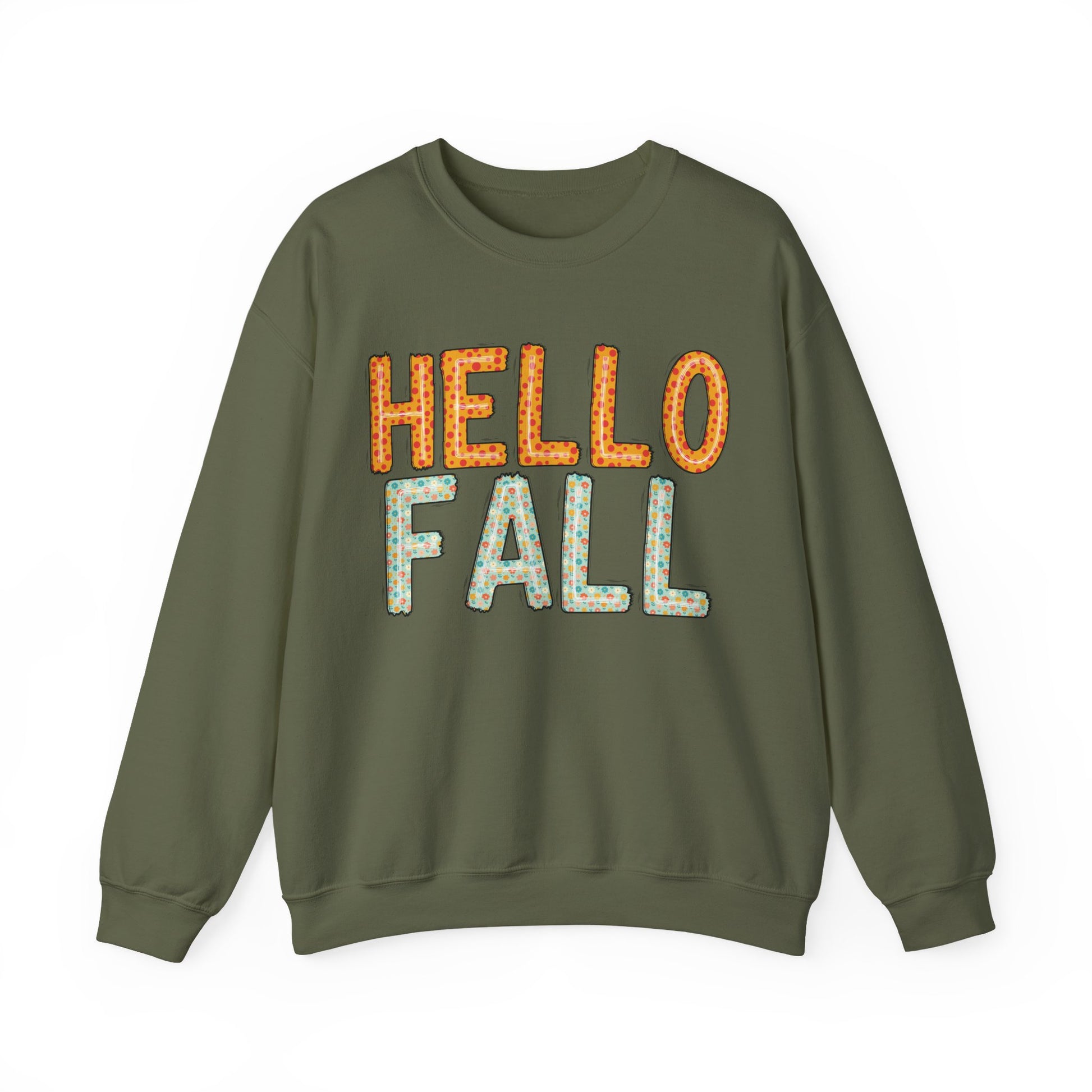 Hello Fall Cute Autumn Sweatshirt - Holiday or Seasonal Design XS-5X