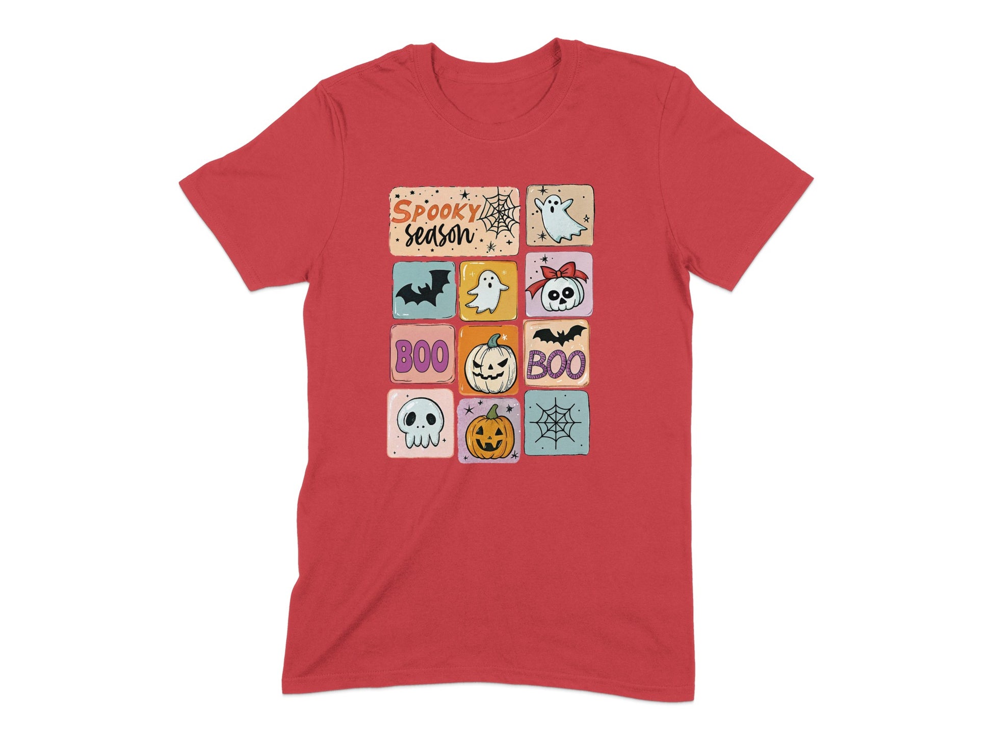 Spooky Season Boo Halloween Icons Red T-shirt product type