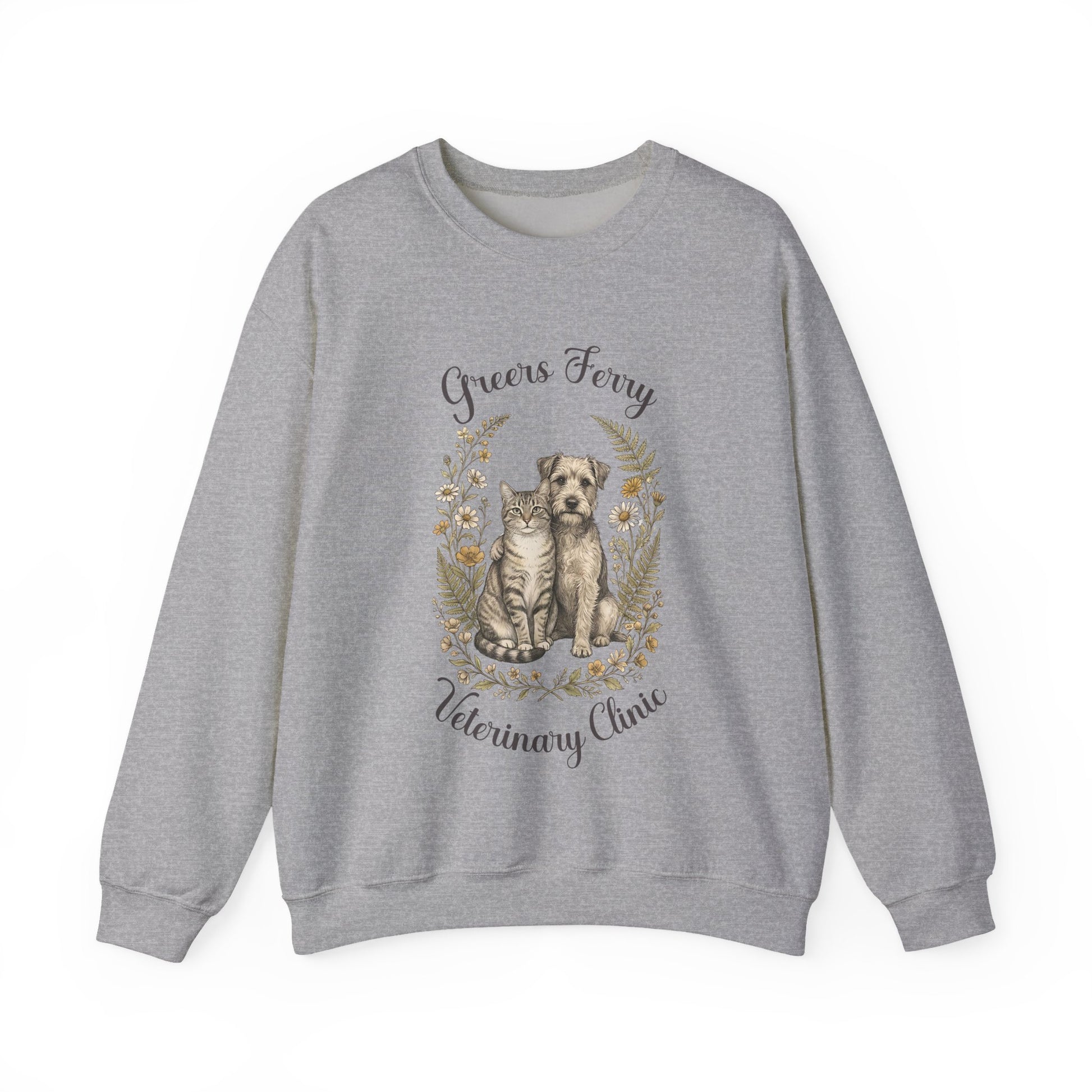 "Greers Ferry Veterinary Clinic" Cat & Dog Floral Sweatshirt 1