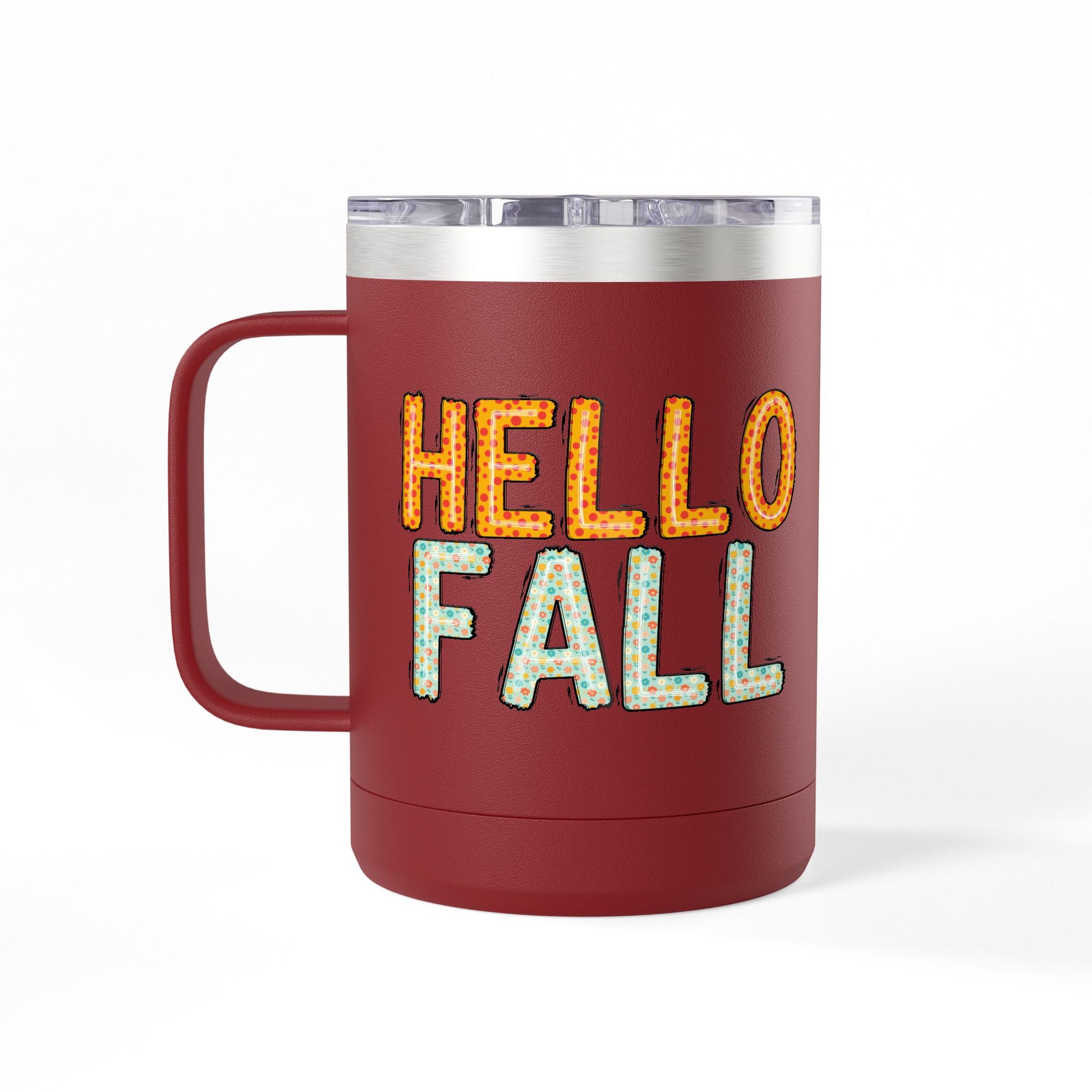 Autumn-Themed Coffee 15 oz. Mug Tumbler - Hello Fall, for Coffee Tea or Alcoholic Beverage Lovers, Fall Holiday Decor, Pumpkin Spice Enthusiasts