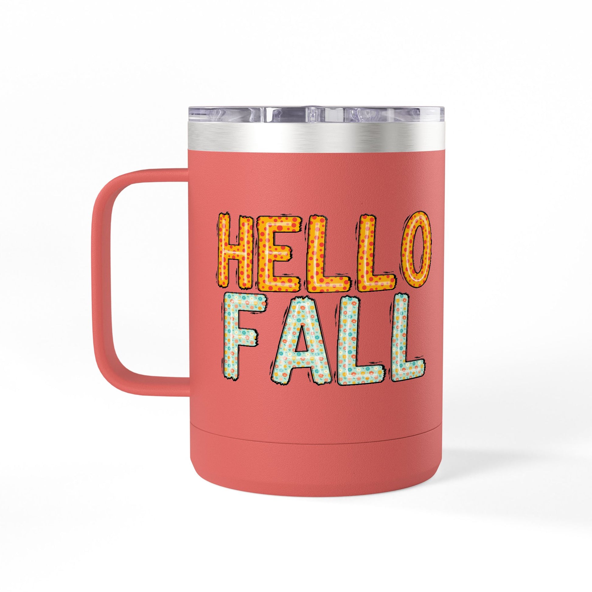 Autumn-Themed Coffee 15 oz. Mug Tumbler - Hello Fall, for Coffee Tea or Alcoholic Beverage Lovers, Fall Holiday Decor, Pumpkin Spice Enthusiasts