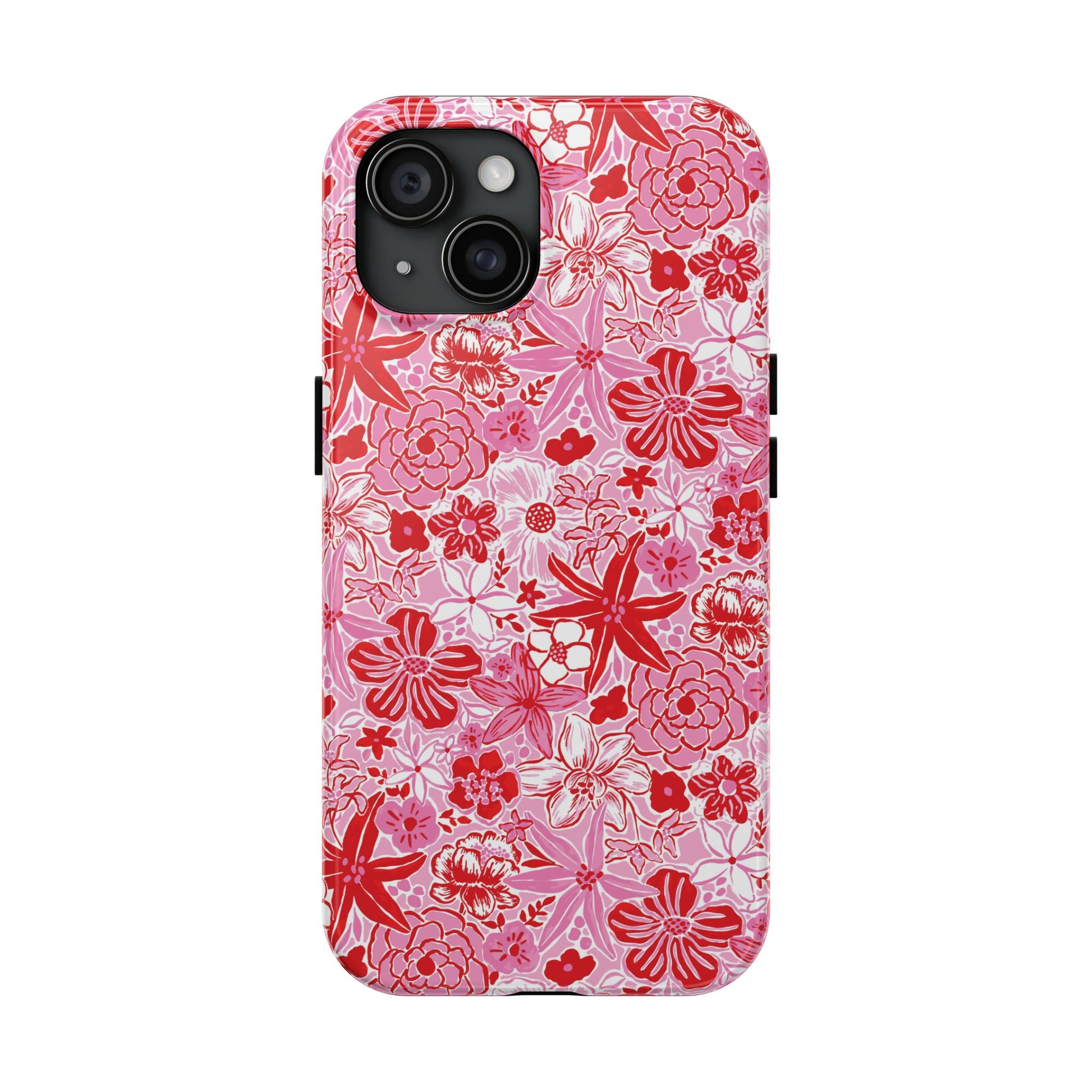 Preppy Floral Phone Case Pink Red