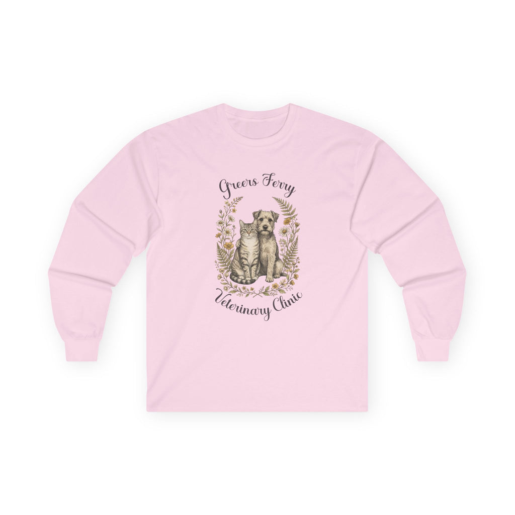 "Greers Ferry Veterinary Clinic" Cat & Dog Floral Long Sleeve T-Shirt 1