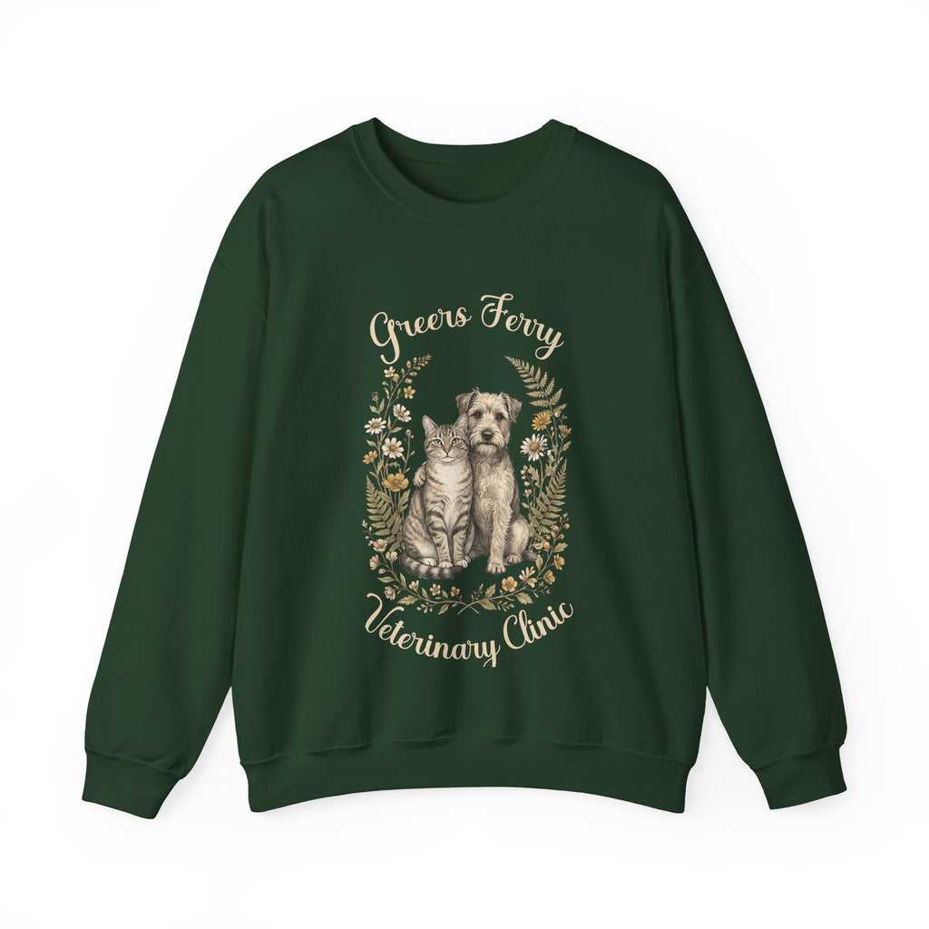 "Greers Ferry Veterinary Clinic" Cat & Dog Floral Sweatshirt 1