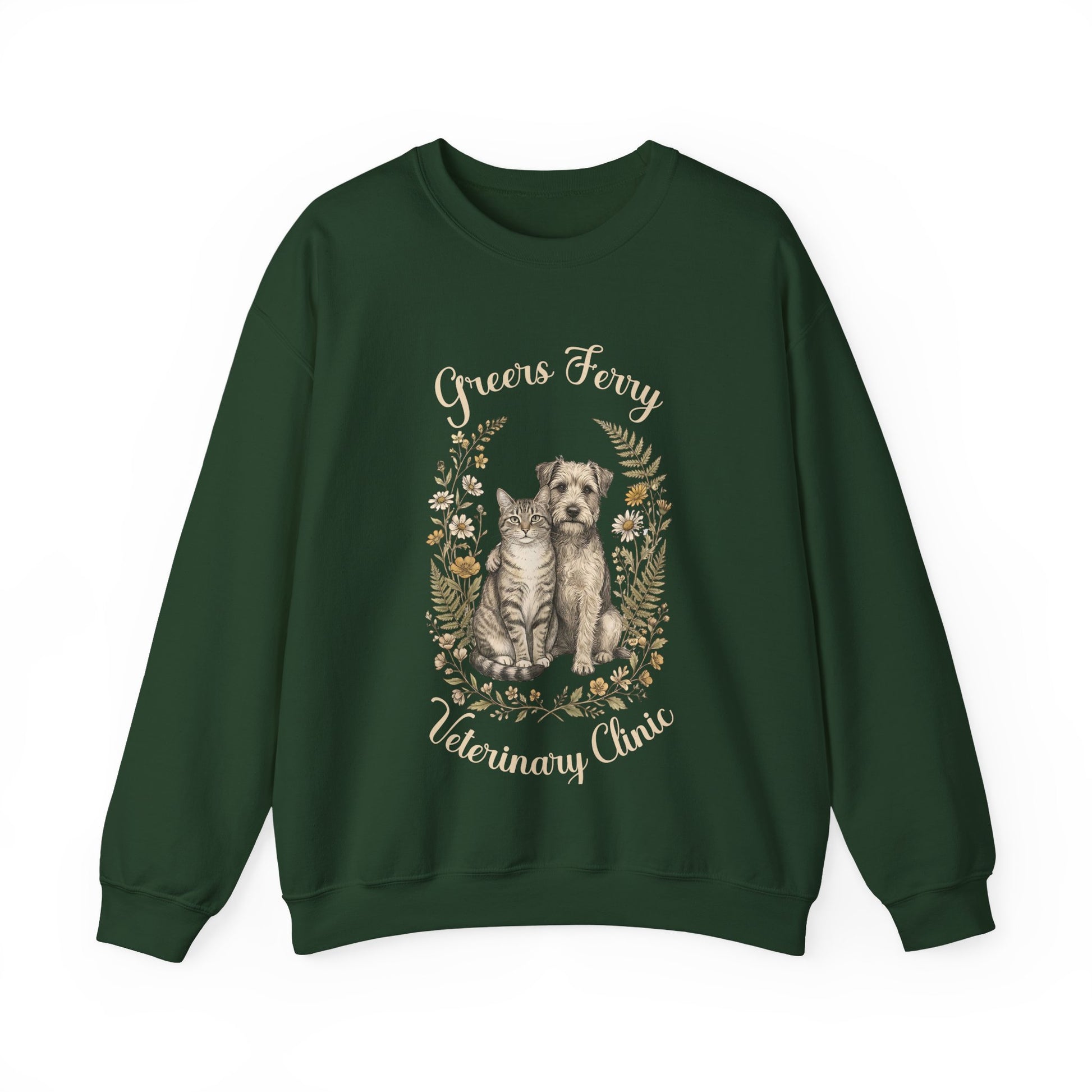 "Greers Ferry Veterinary Clinic" Cat & Dog Floral Sweatshirt 1