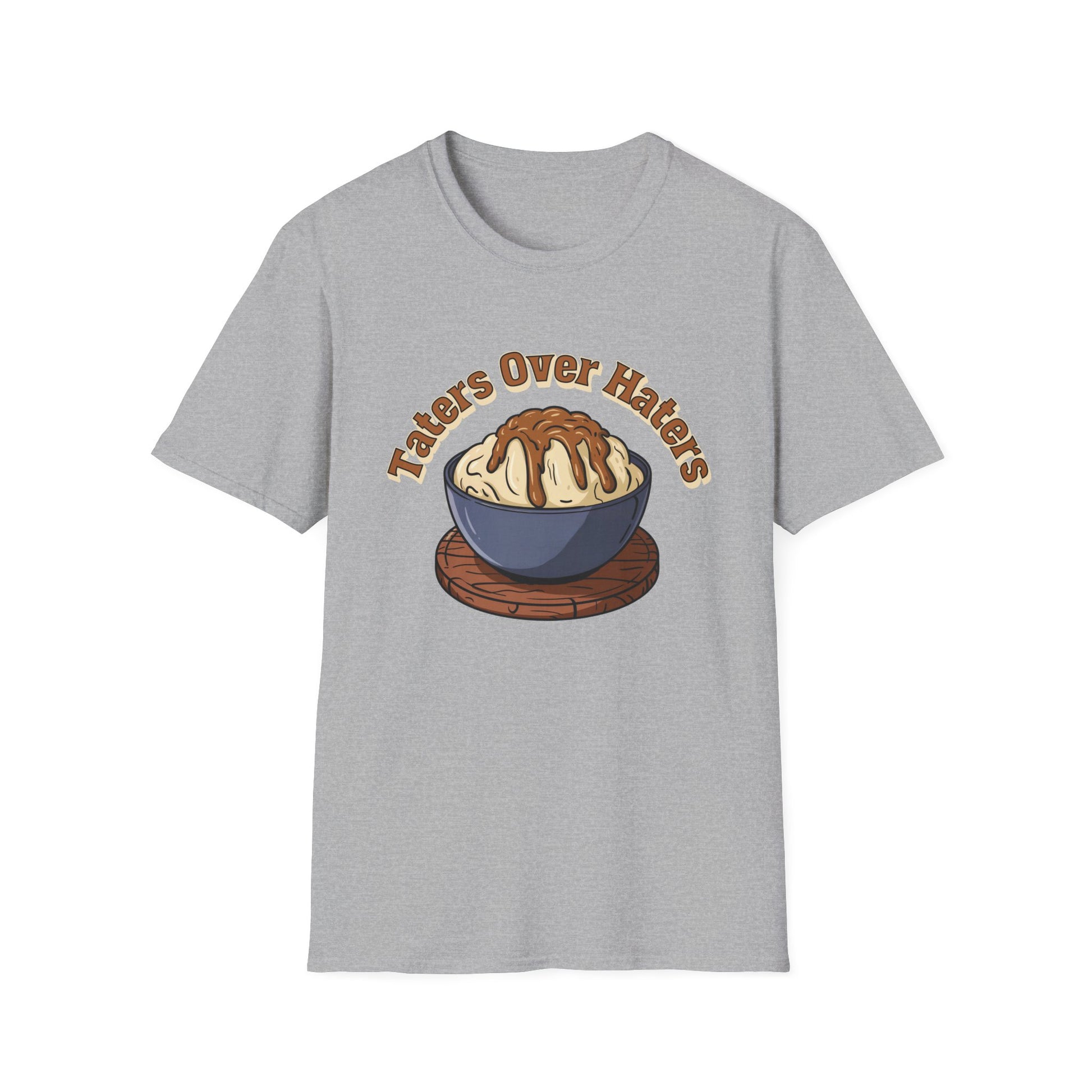 Taters Over Haters Funny Thanksgiving and Christmas Dinner T-Shirt - Fun Unisex Softstyle Tee X-Small Through 5X