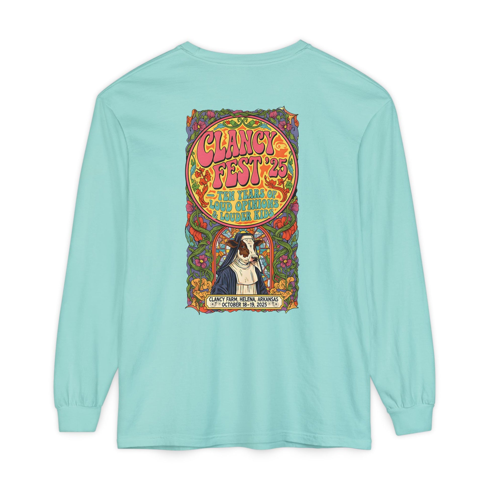 Adult Clancy Fest Long Sleeve Comfort Colors T-Shirt, Unisex Oversized