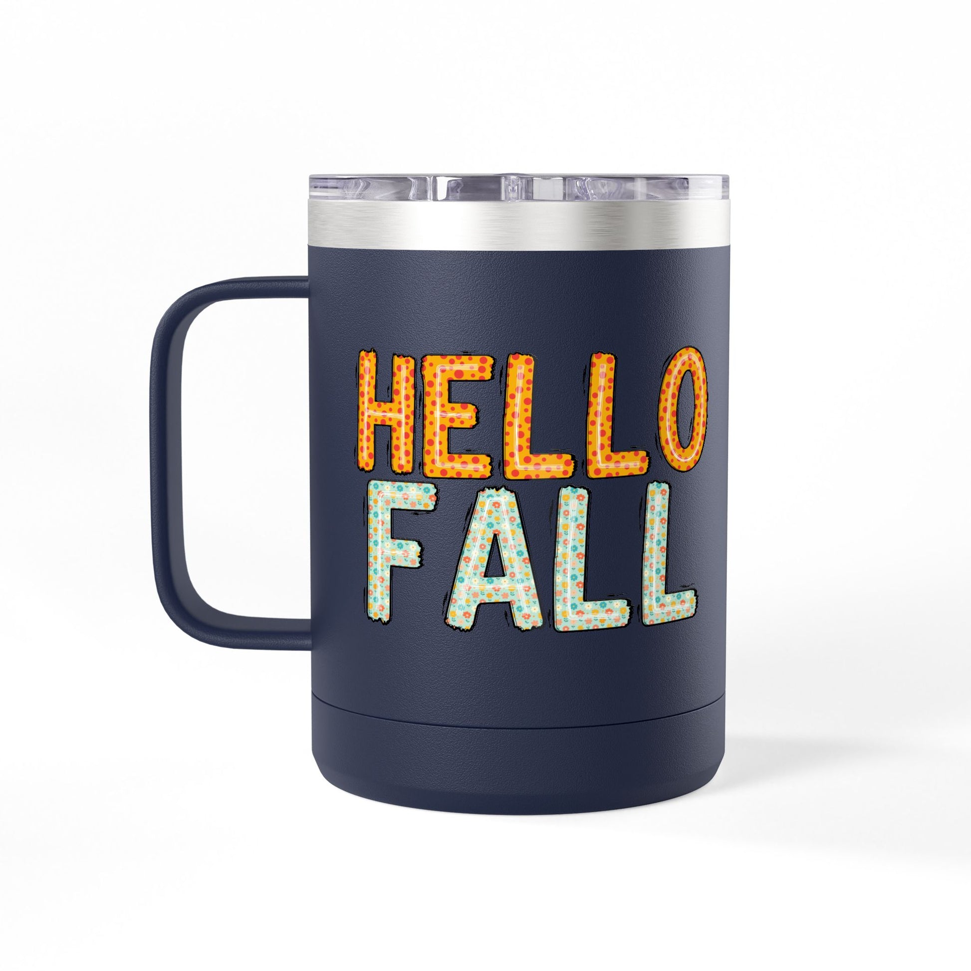 Autumn-Themed Coffee 15 oz. Mug Tumbler - Hello Fall, for Coffee Tea or Alcoholic Beverage Lovers, Fall Holiday Decor, Pumpkin Spice Enthusiasts