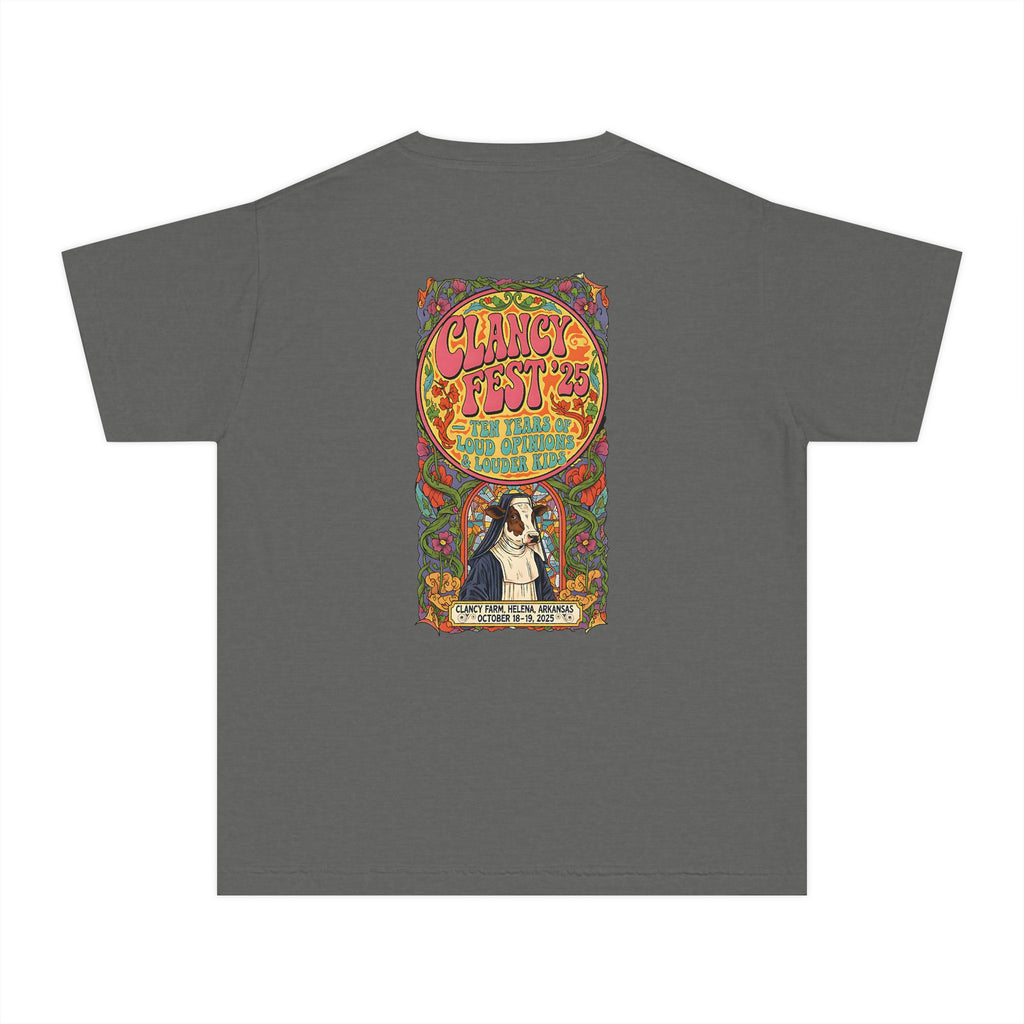 Custom ClancyFest 25 Youth Mid-Weight 100% Cotton Comfort Colors Tee, Kids XS-XL