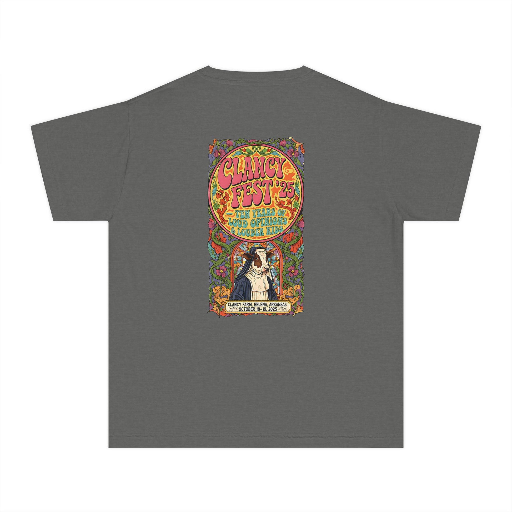 Custom ClancyFest 25 Youth Mid-Weight 100% Cotton Comfort Colors Tee, Kids XS-XL