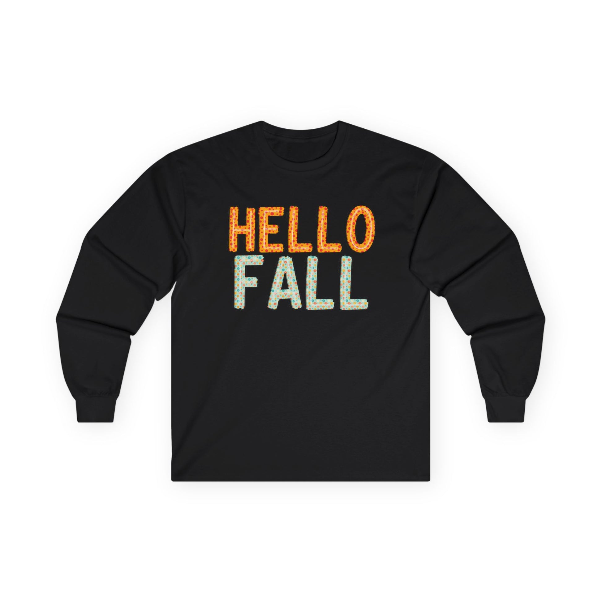 Hello Fall Long Sleeve Tee, Autumn T-Shirt, Seasonal Style Top, Thanksgiving Apparel, Cozy Fall Gift