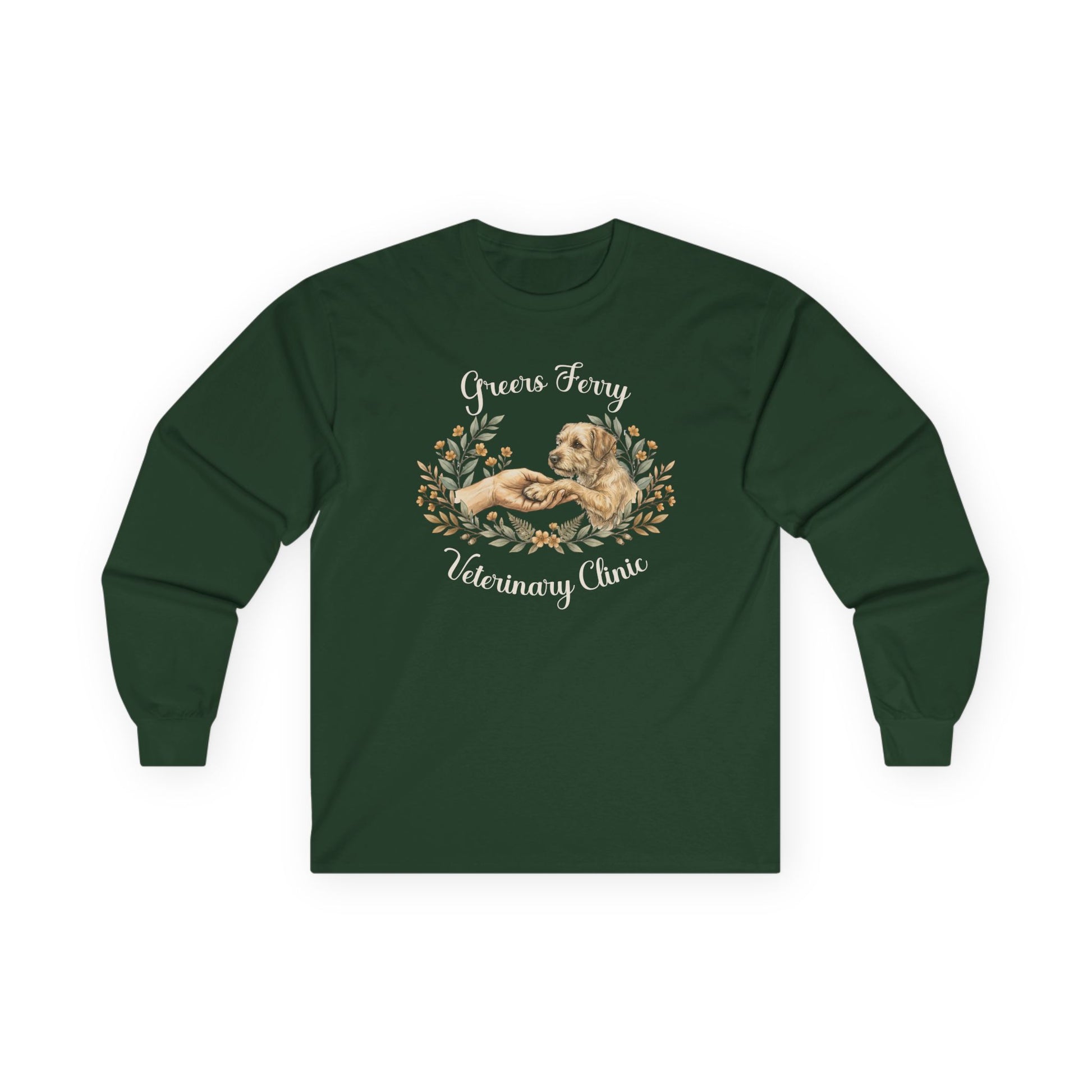 "Greers Ferry Veterinary Clinic" Cat & Dog Floral Long sleeve T-Shirt 2
