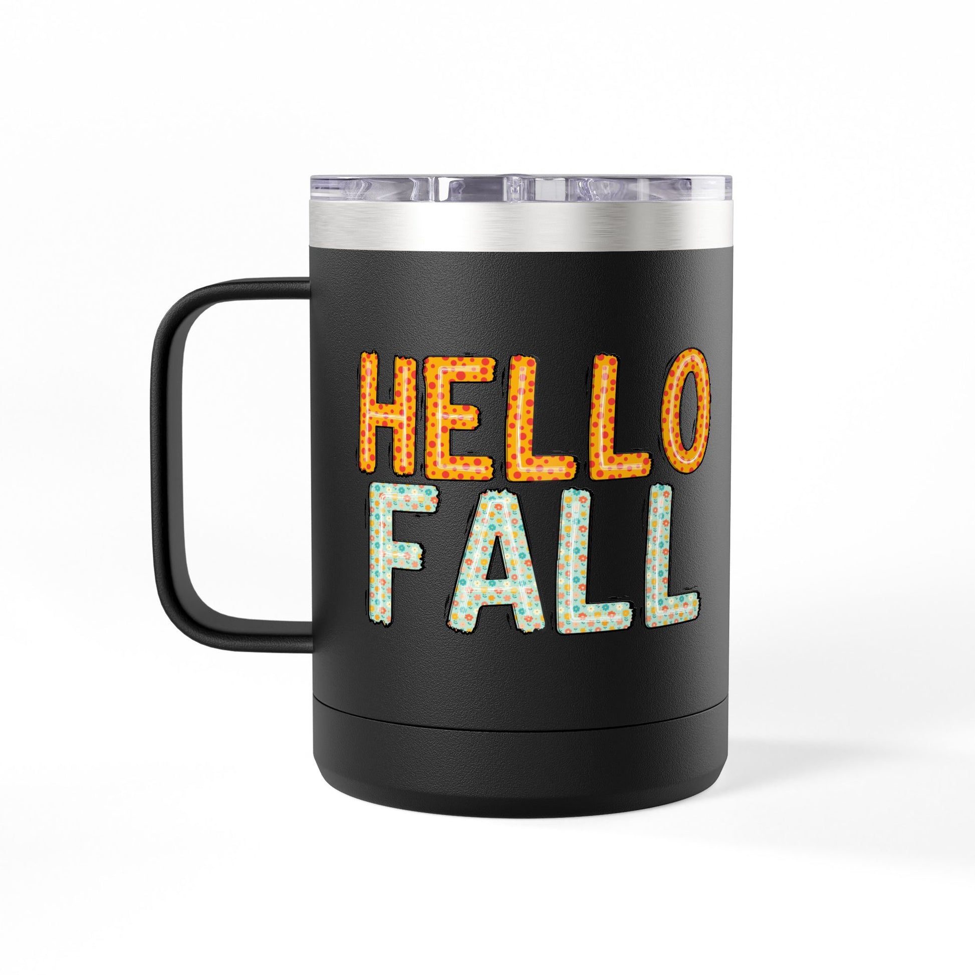 Autumn-Themed Coffee 15 oz. Mug Tumbler - Hello Fall, for Coffee Tea or Alcoholic Beverage Lovers, Fall Holiday Decor, Pumpkin Spice Enthusiasts