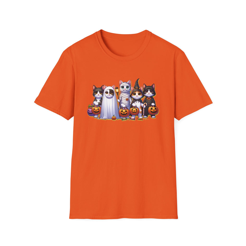 Halloween Cats Trick or Treating Tee, Funny Unisex T-Shirt XS-5XL