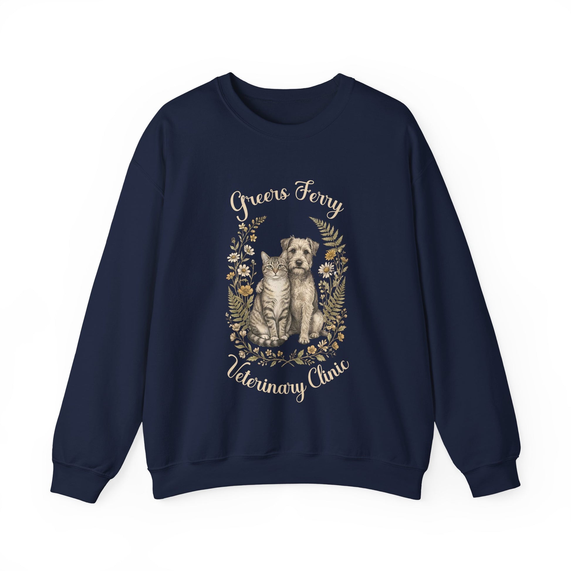 "Greers Ferry Veterinary Clinic" Cat & Dog Floral Sweatshirt 1
