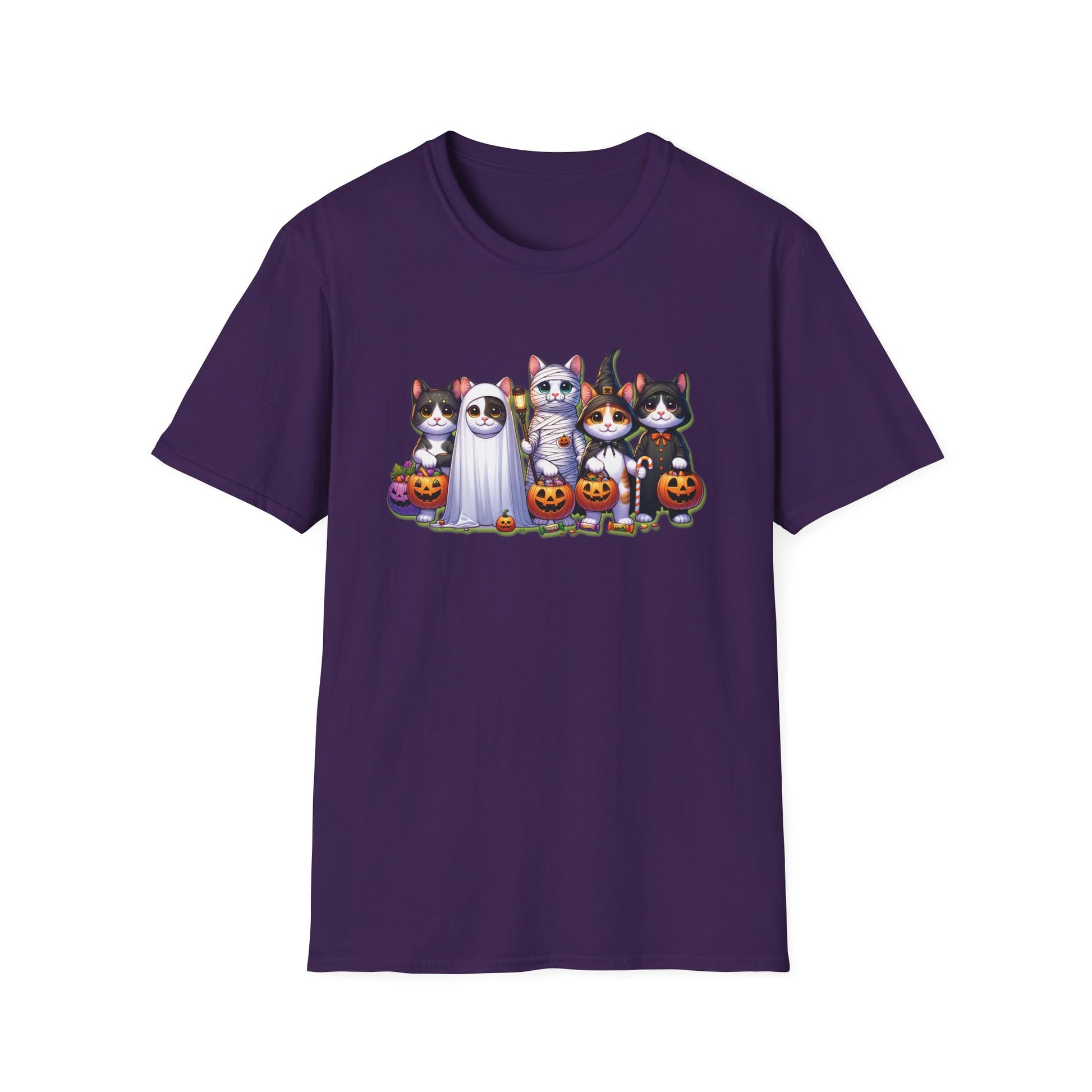 Halloween Cats Trick or Treating Tee, Funny Unisex T-Shirt XS-5XL