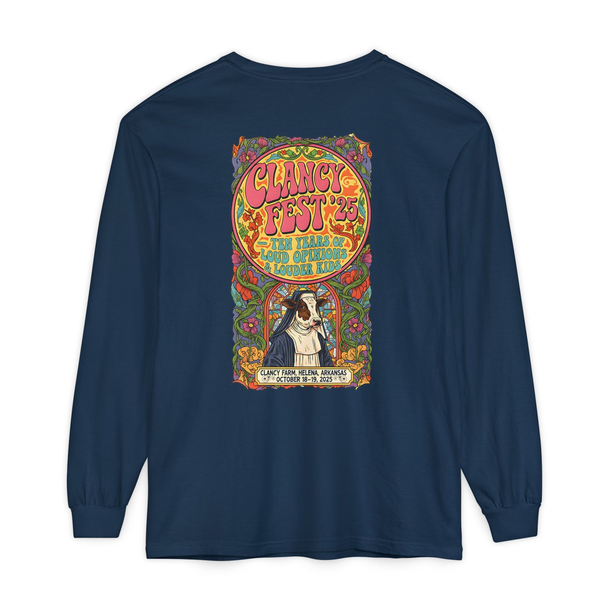 Adult Clancy Fest Long Sleeve Comfort Colors T-Shirt, Unisex Oversized