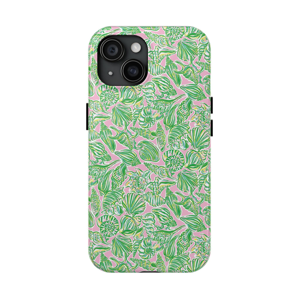 Preppy Sea Shells Pink Green Beachy Phone Case
