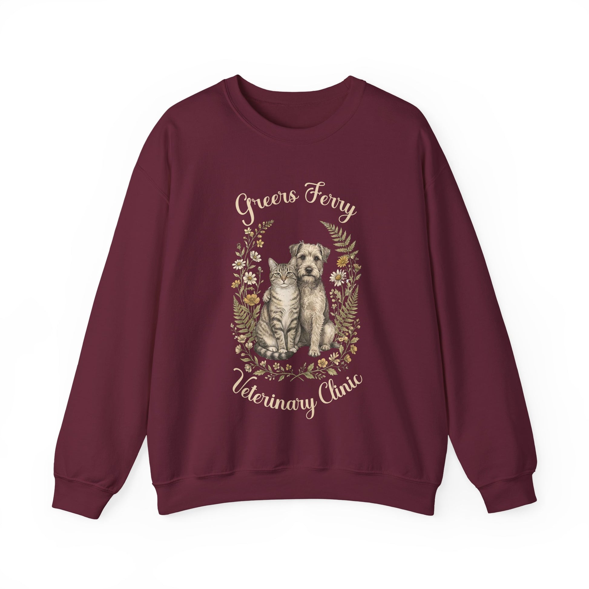 "Greers Ferry Veterinary Clinic" Cat & Dog Floral Sweatshirt 1