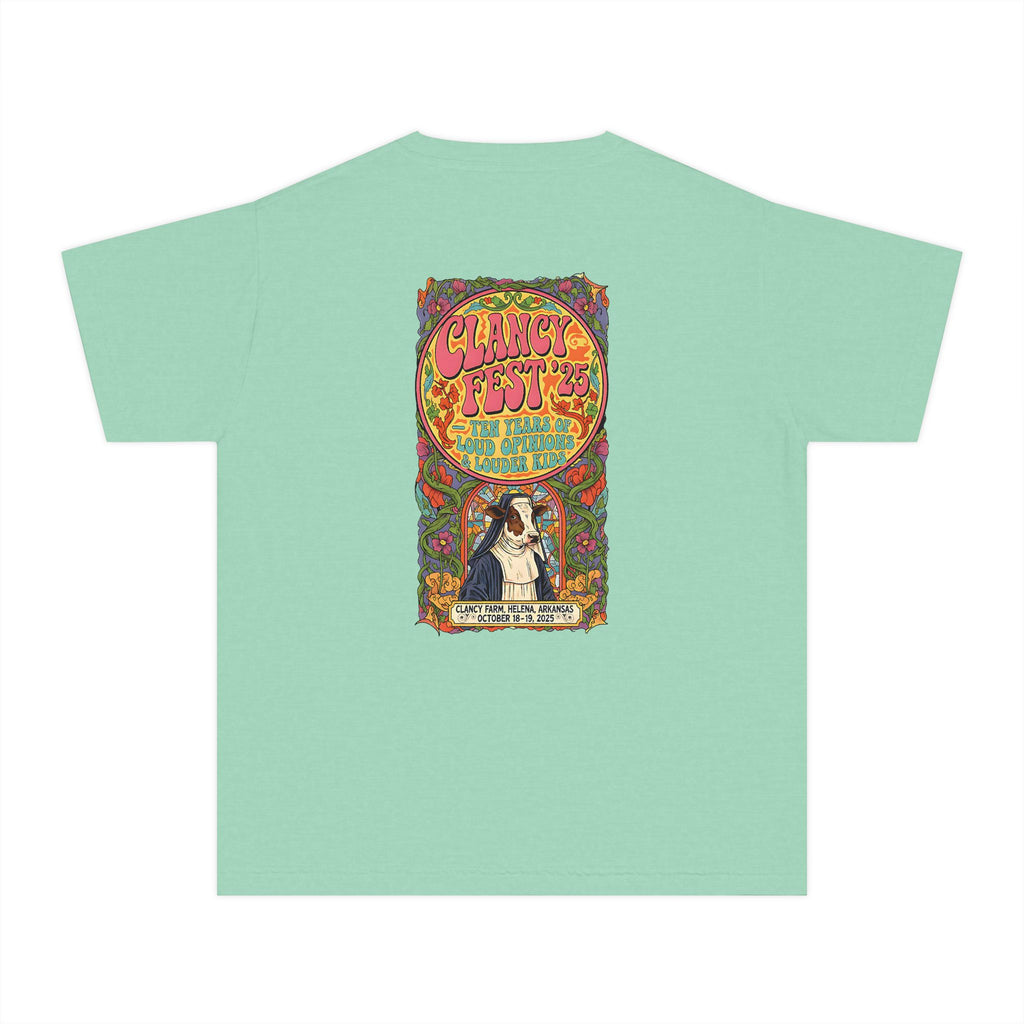 Custom ClancyFest 25 Youth Mid-Weight 100% Cotton Comfort Colors Tee, Kids XS-XL