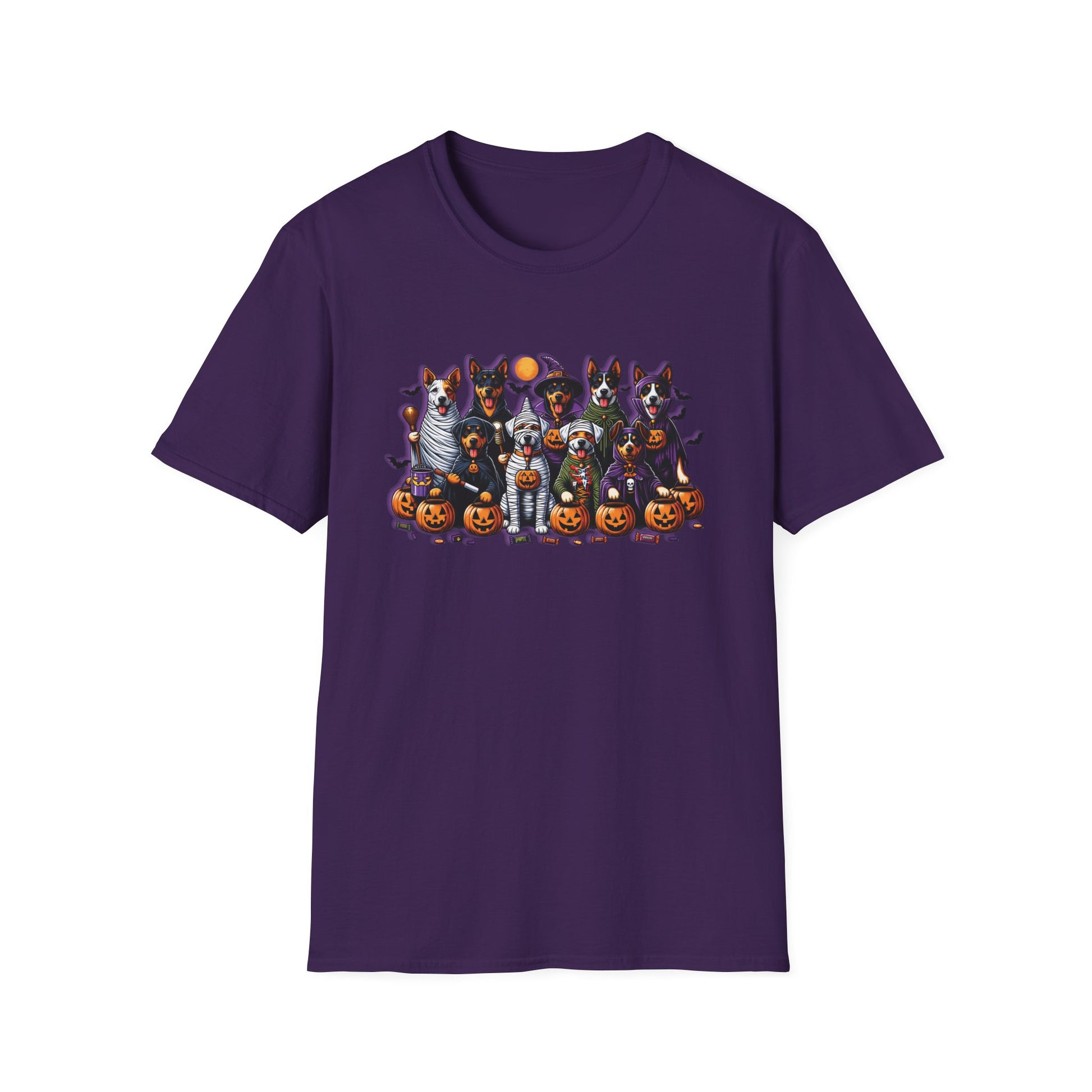 Halloween Dogs Trick or Treating Funny Spooky Season Tee, Unisex T-Shirt XS-5XL