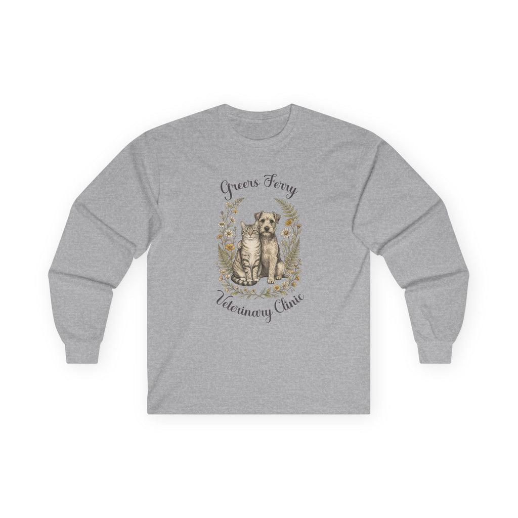 "Greers Ferry Veterinary Clinic" Cat & Dog Floral Long Sleeve T-Shirt 1