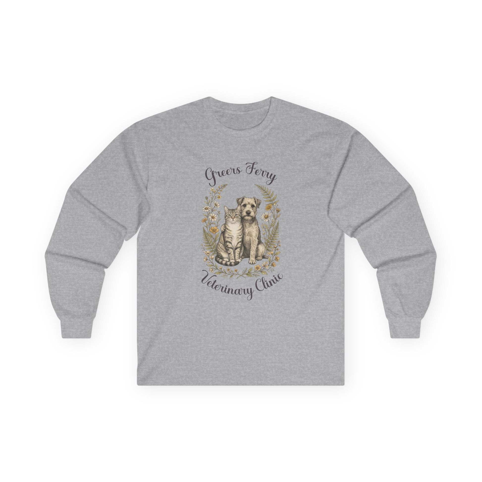 "Greers Ferry Veterinary Clinic" Cat & Dog Floral Long Sleeve T-Shirt 1
