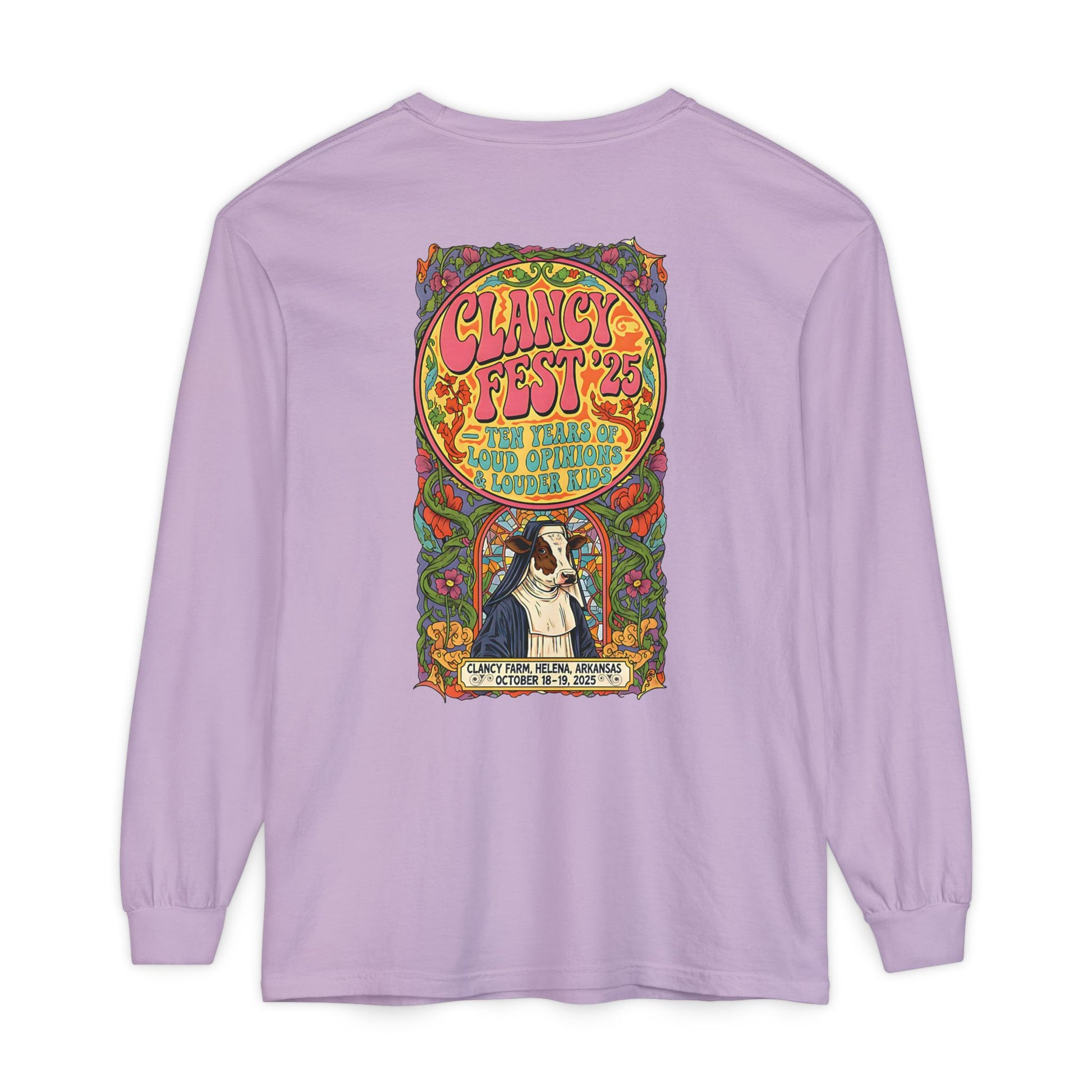 Adult Clancy Fest Long Sleeve Comfort Colors T-Shirt, Unisex Oversized